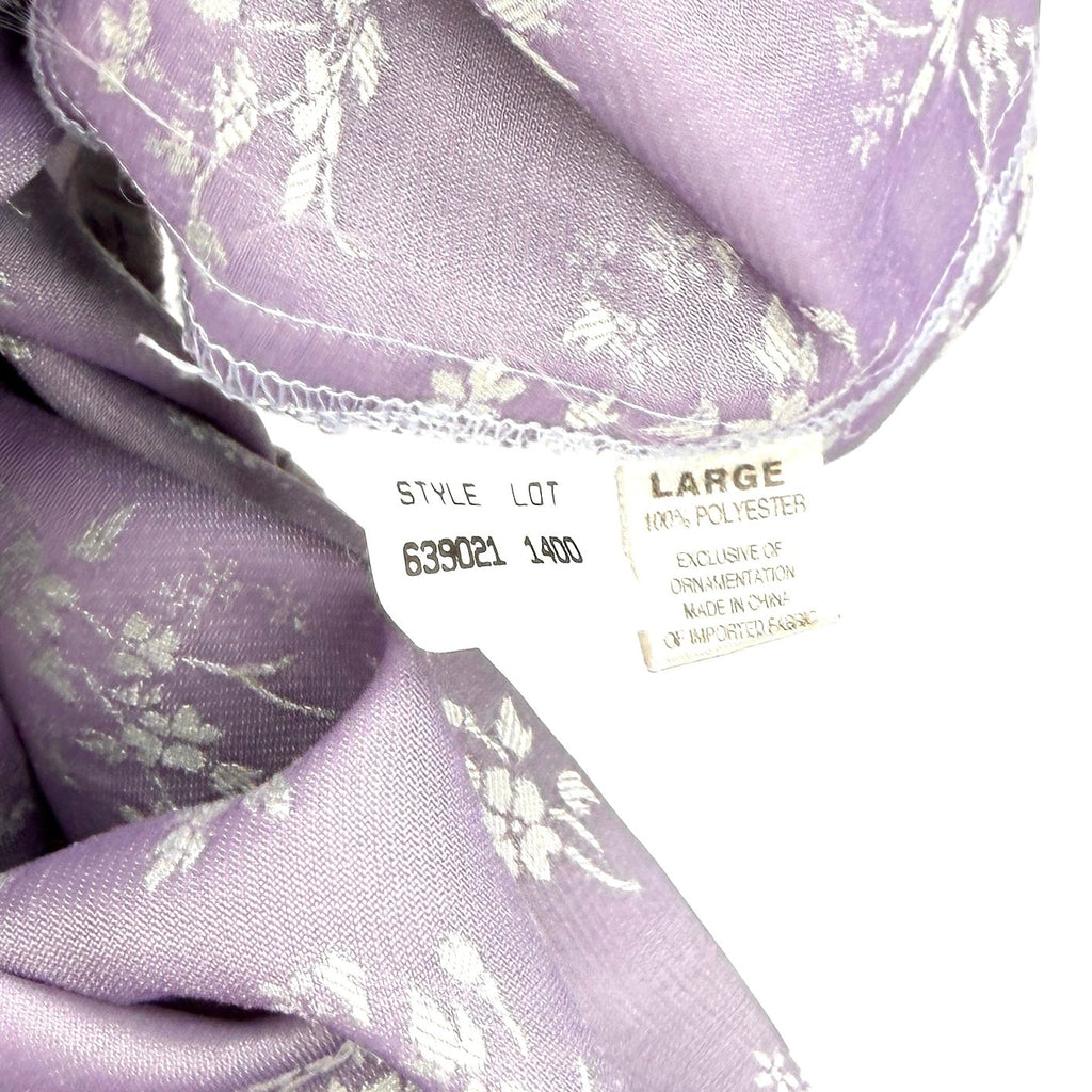 Vintage 90s Oscar de la Renta Lavender Floral Satin Pajama Set