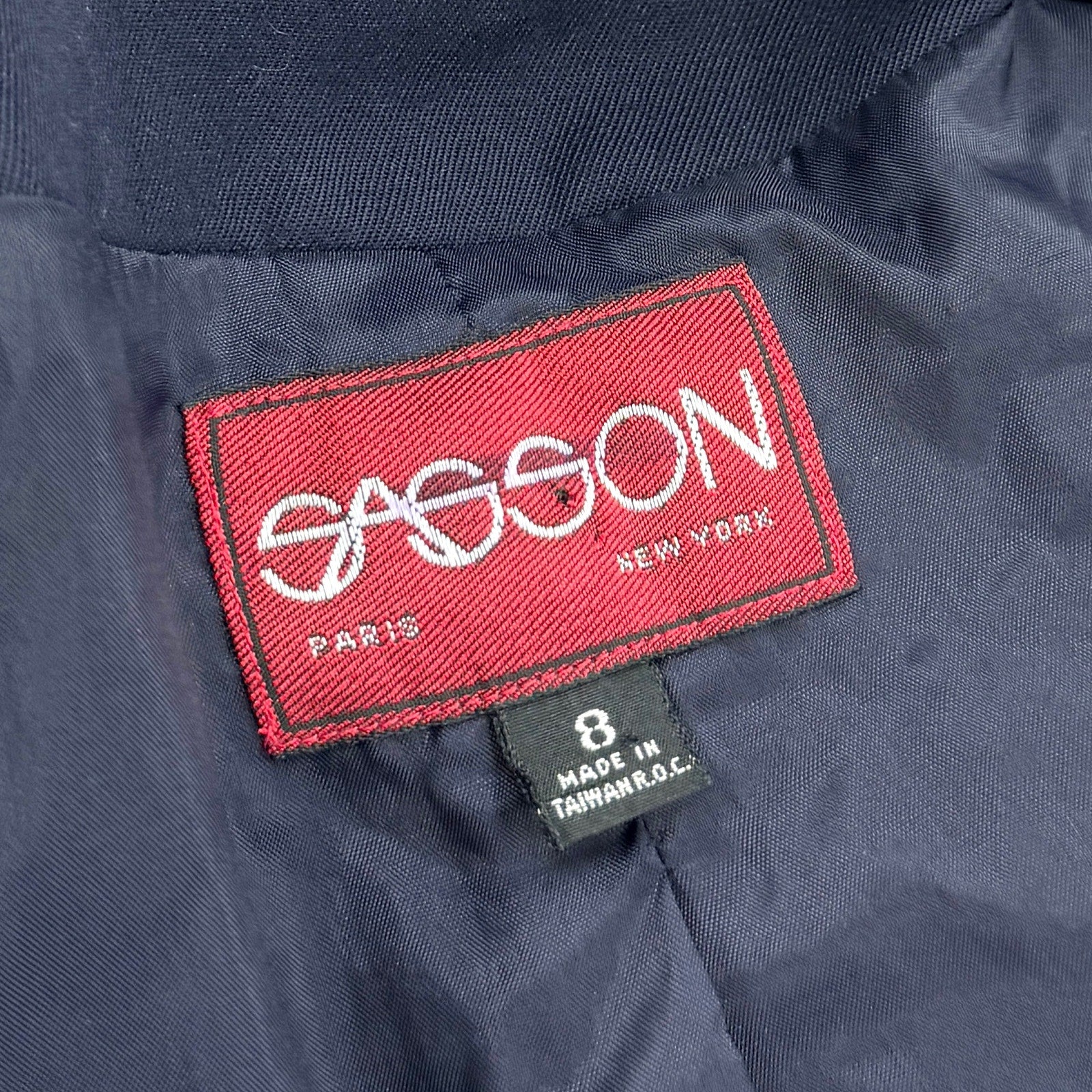 Vintage 80s Sassoon Navy Blue Puff Sleeve Peplum Fitted Blazer Jacket