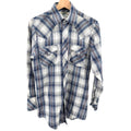 Vintage 70s Double S Blue Plaid Pearl Snap Western Shirt