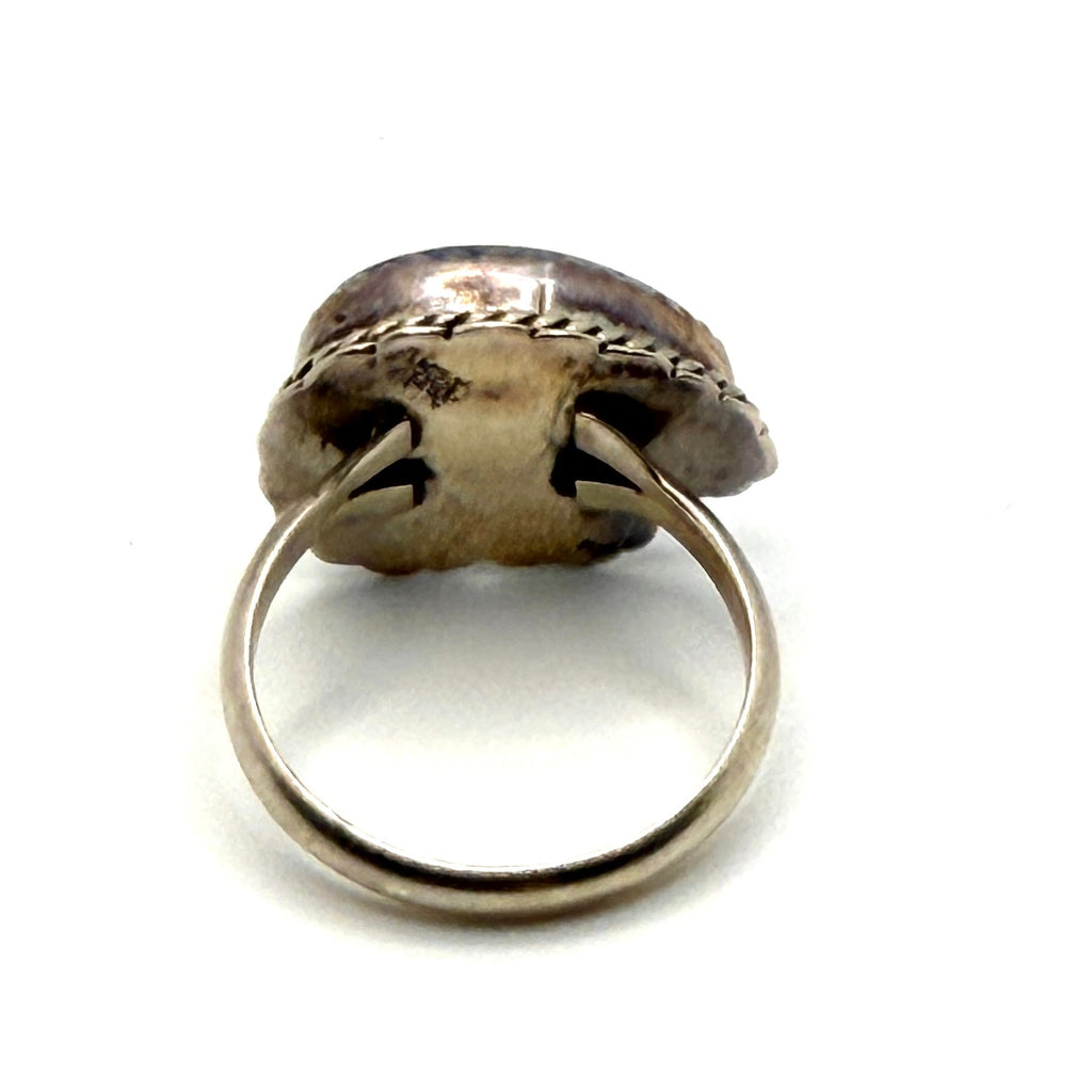 Vintage 80s Signed SC Sodalite Bear Fetish Sterling Silver Southwestern Ring