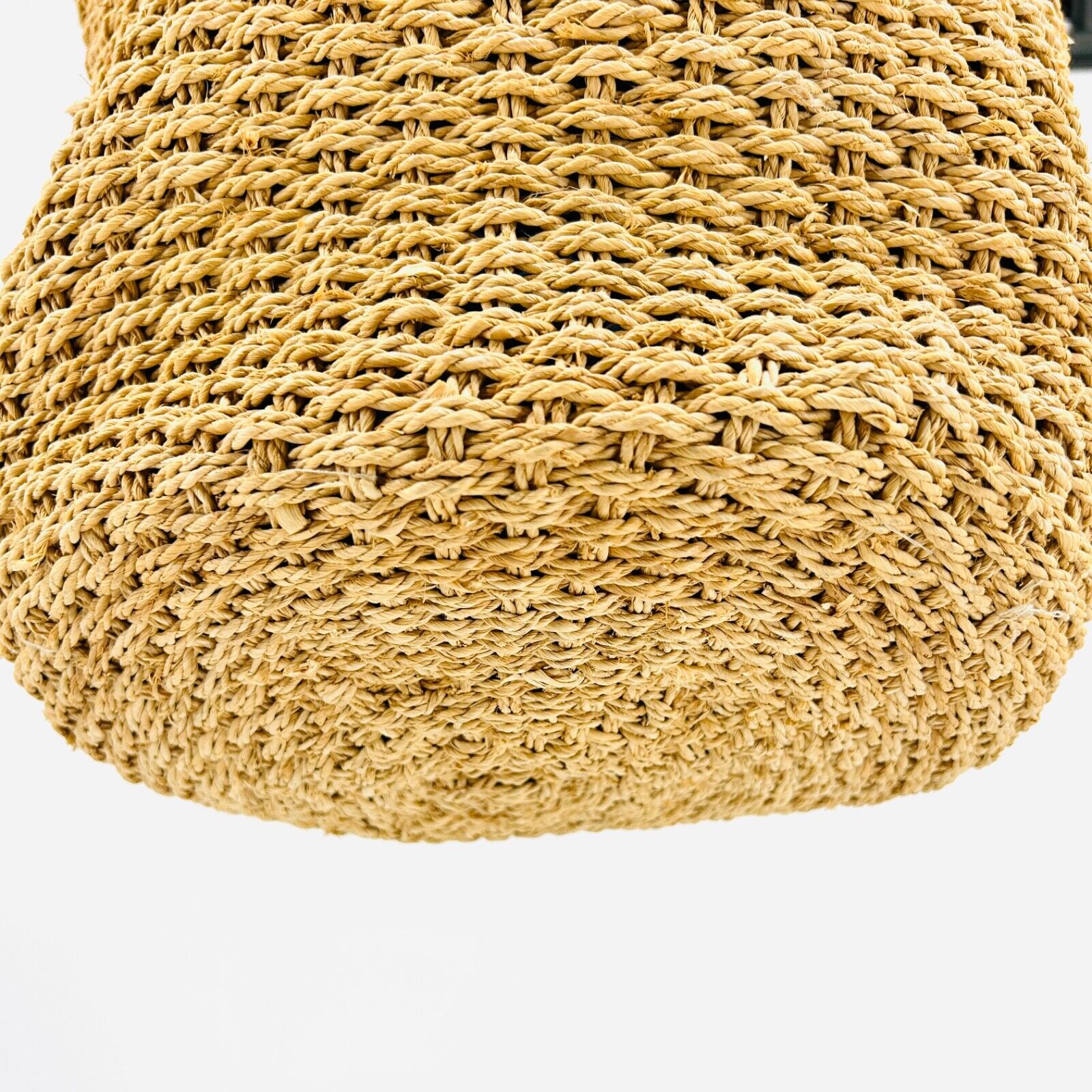 Vintage Tan Woven Straw Extra Large Boho Market Tote Basket Bag