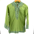 J. Crew Lime Green 100% Linen Embroidered Sequin Long Sleeve Tunic
