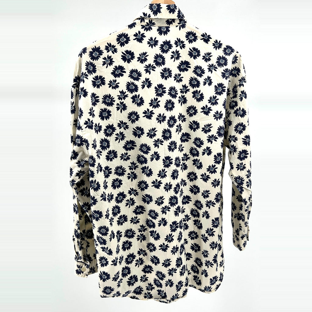 Vintage 90s GAP Navy Ivory Floral 100% Cotton Button Down Shirt