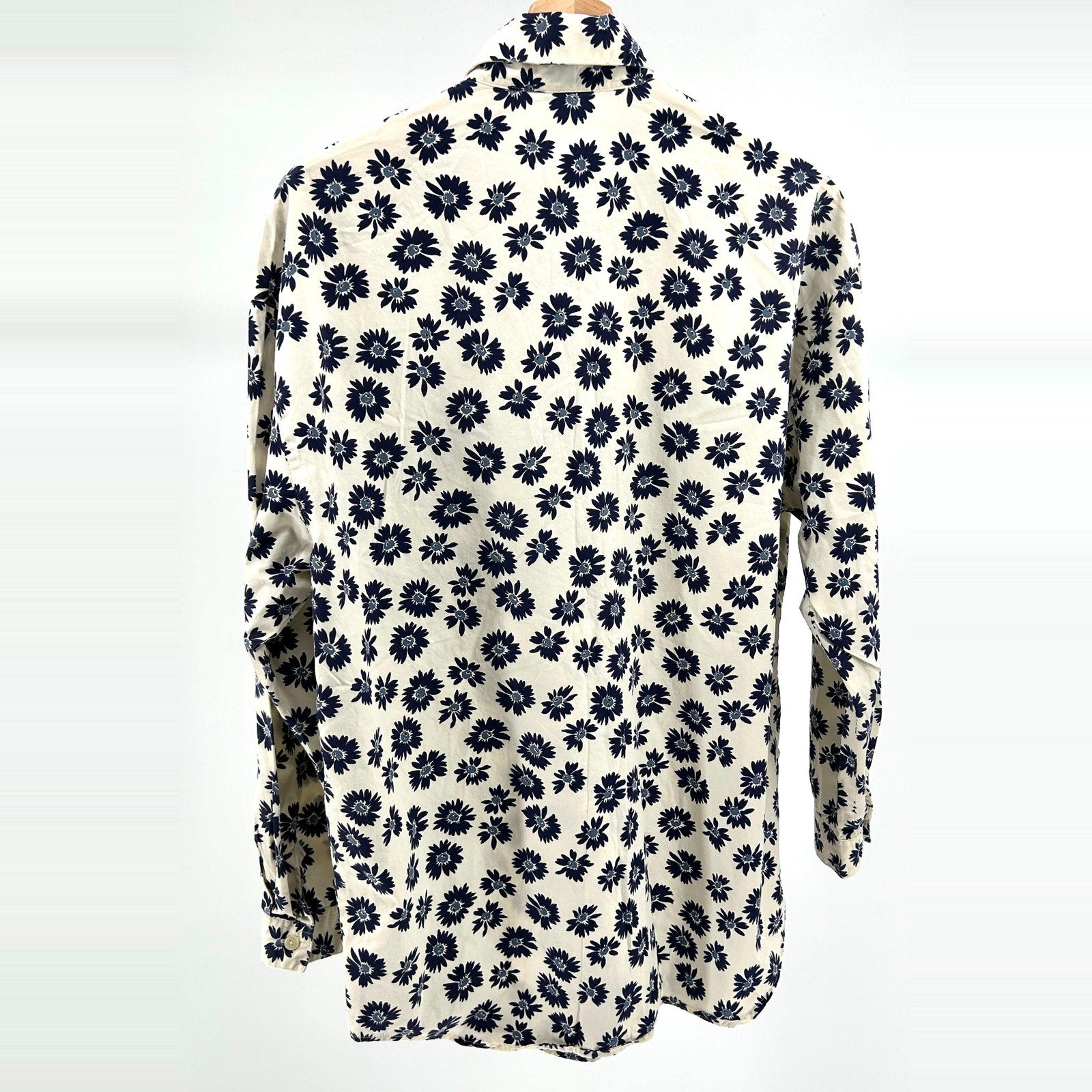Vintage 90s GAP Navy Ivory Floral 100% Cotton Button Down Shirt
