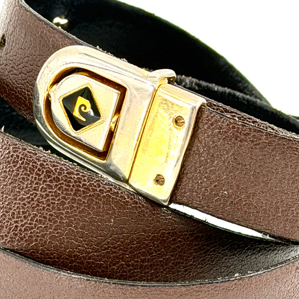 Vintage 80s Pierre Cardin Black Brown Reversible Genuine Leather Belt