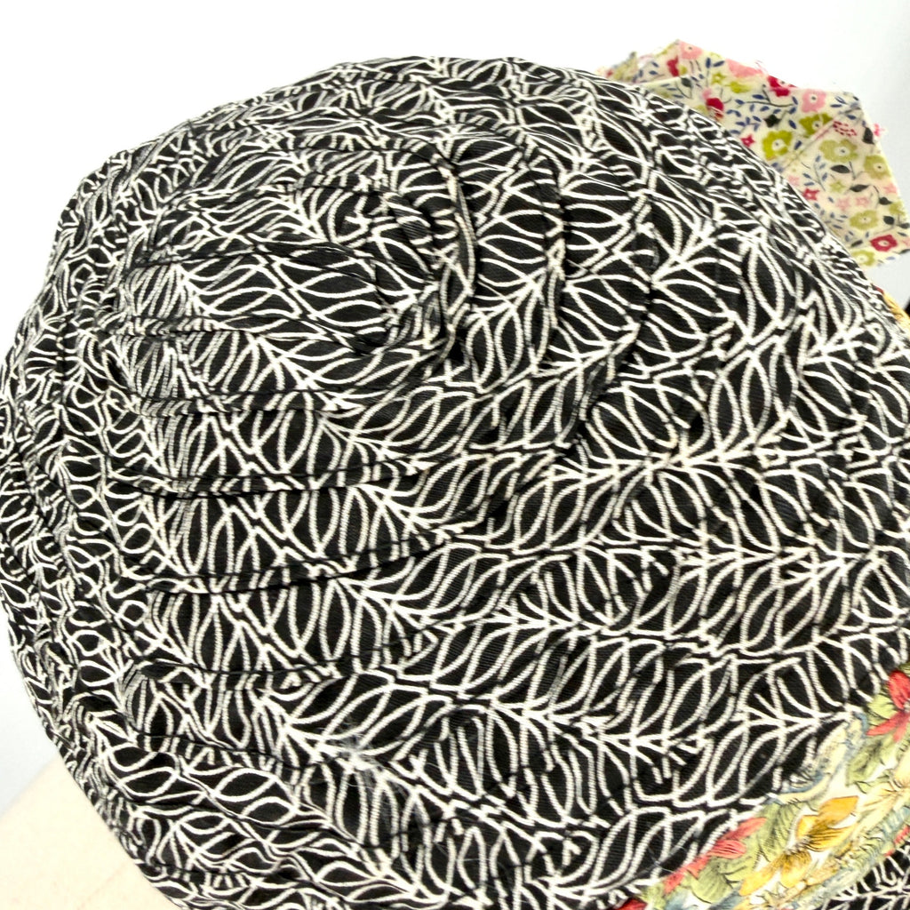 Grevi Black White 100% Cotton Floral Tiger Large Flower Cloche Hat