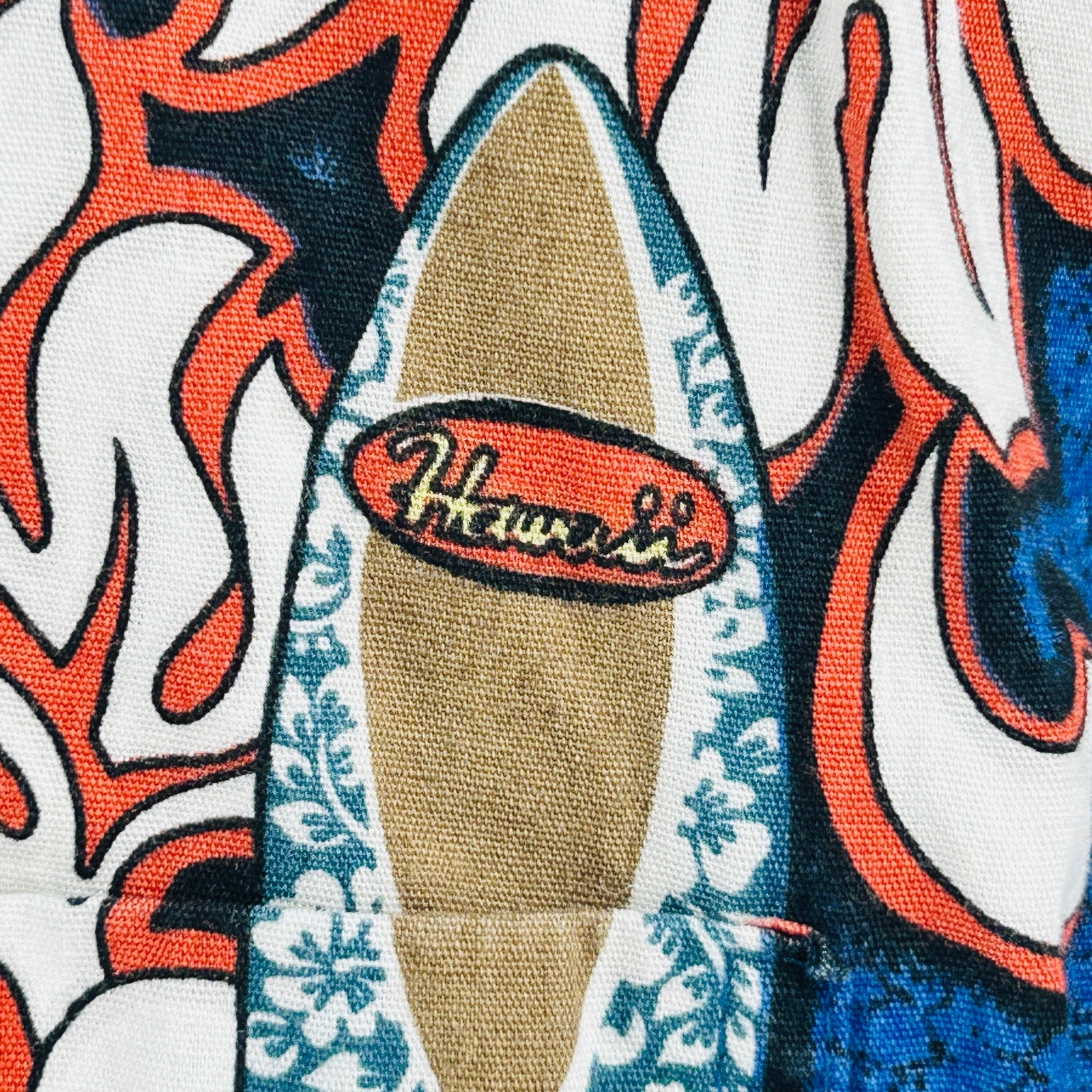 Vintage 90s Hawaiian Reserve Blue 100% Cotton Tropical Surfboard Shirt