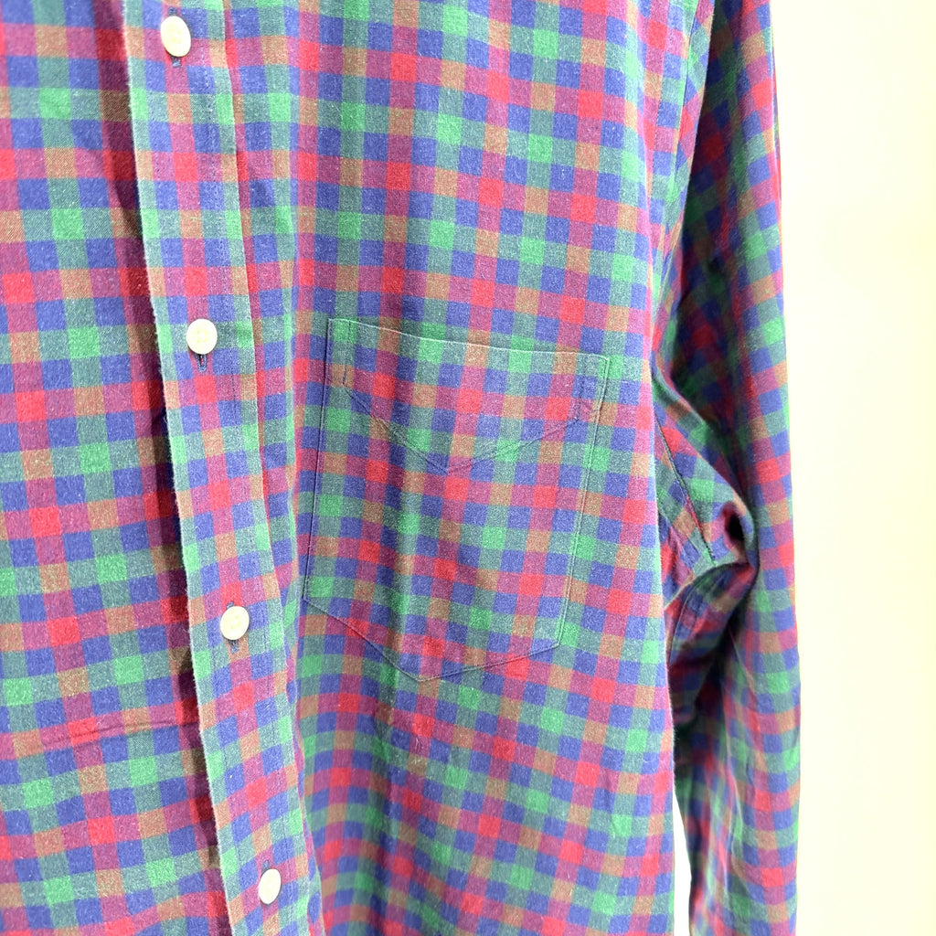 Gant Rugger Blue Red Green Plaid 100% Cotton Winter Madras Shirt