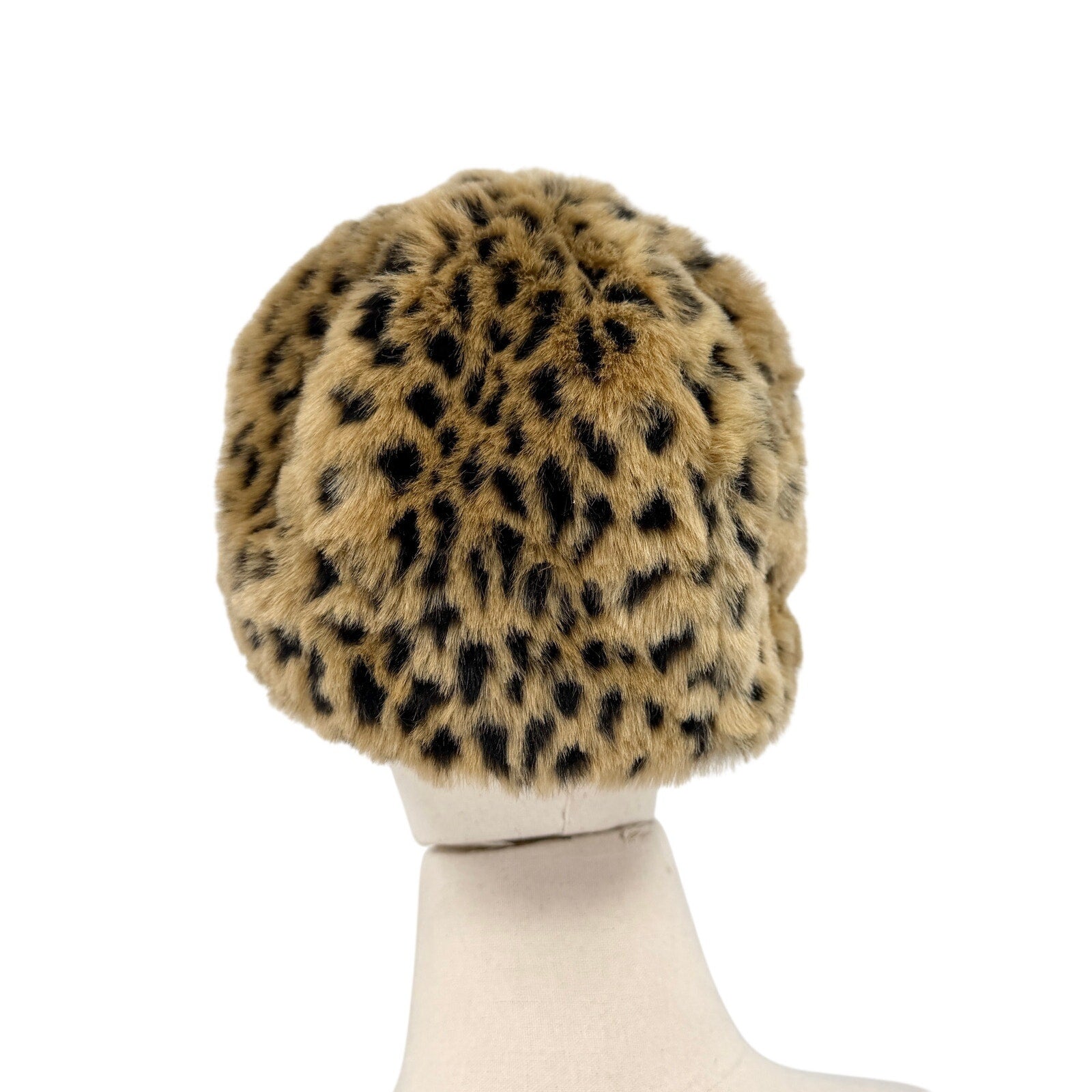 San Diego Hat Company Brown Black Leopard Faux Fur Winter Cloche Hat