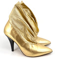 Report Signature Gold Genuine Leather Slouchy Pointed Toe Glam Heel Booties