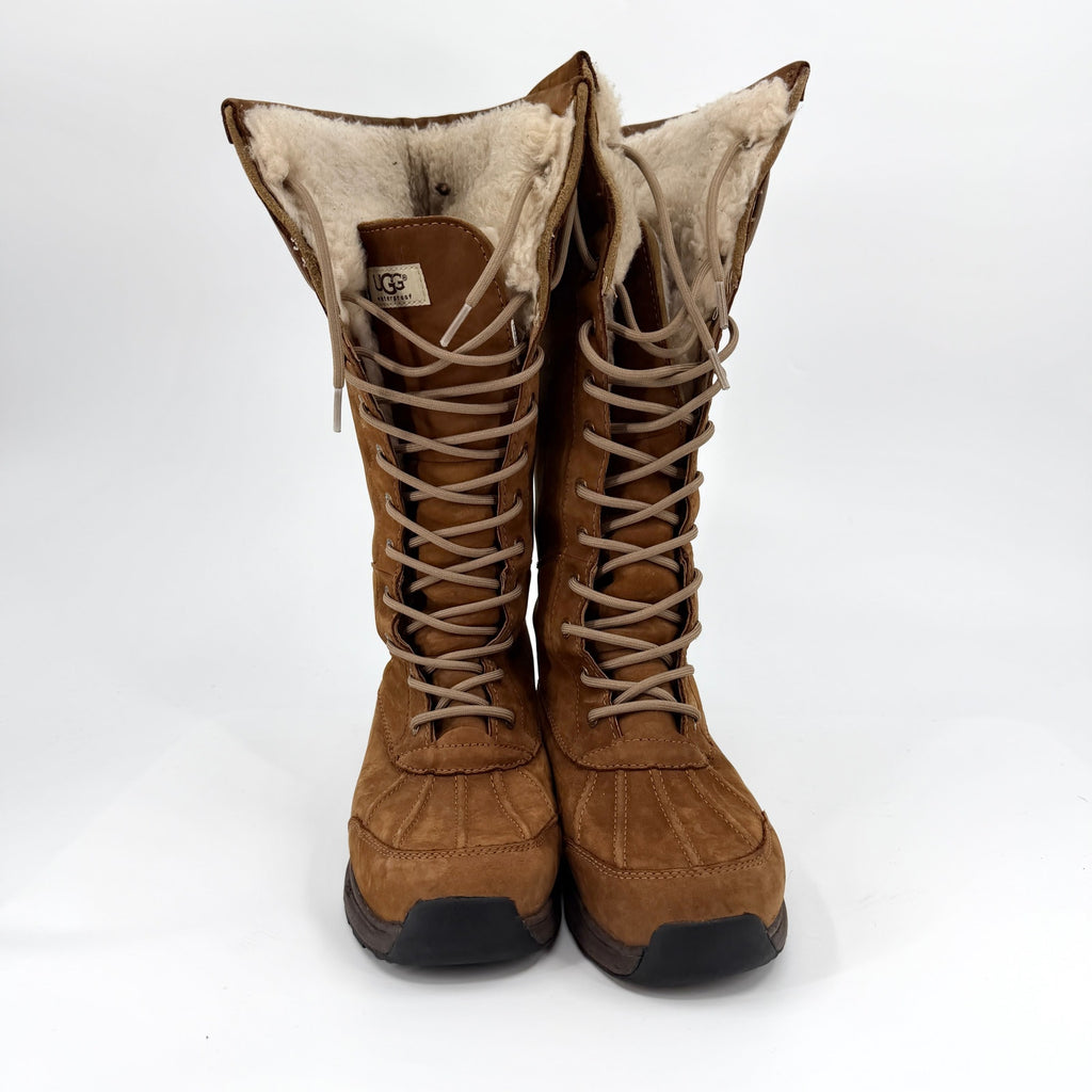 UGG Chestnut Brown Genuine Suede Waterproof Winter Lace Up Boots