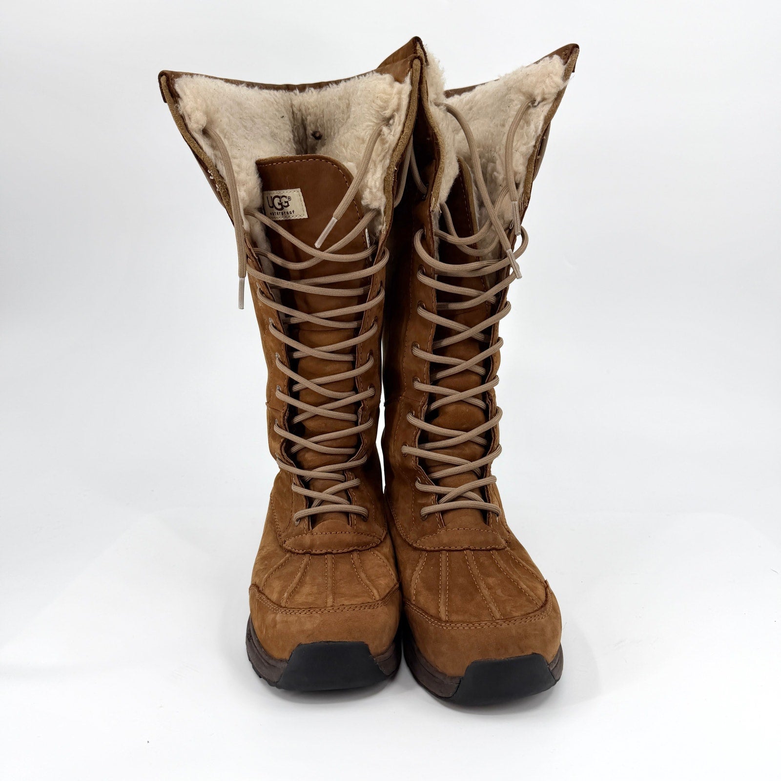 UGG Chestnut Brown Genuine Suede Waterproof Winter Lace Up Boots