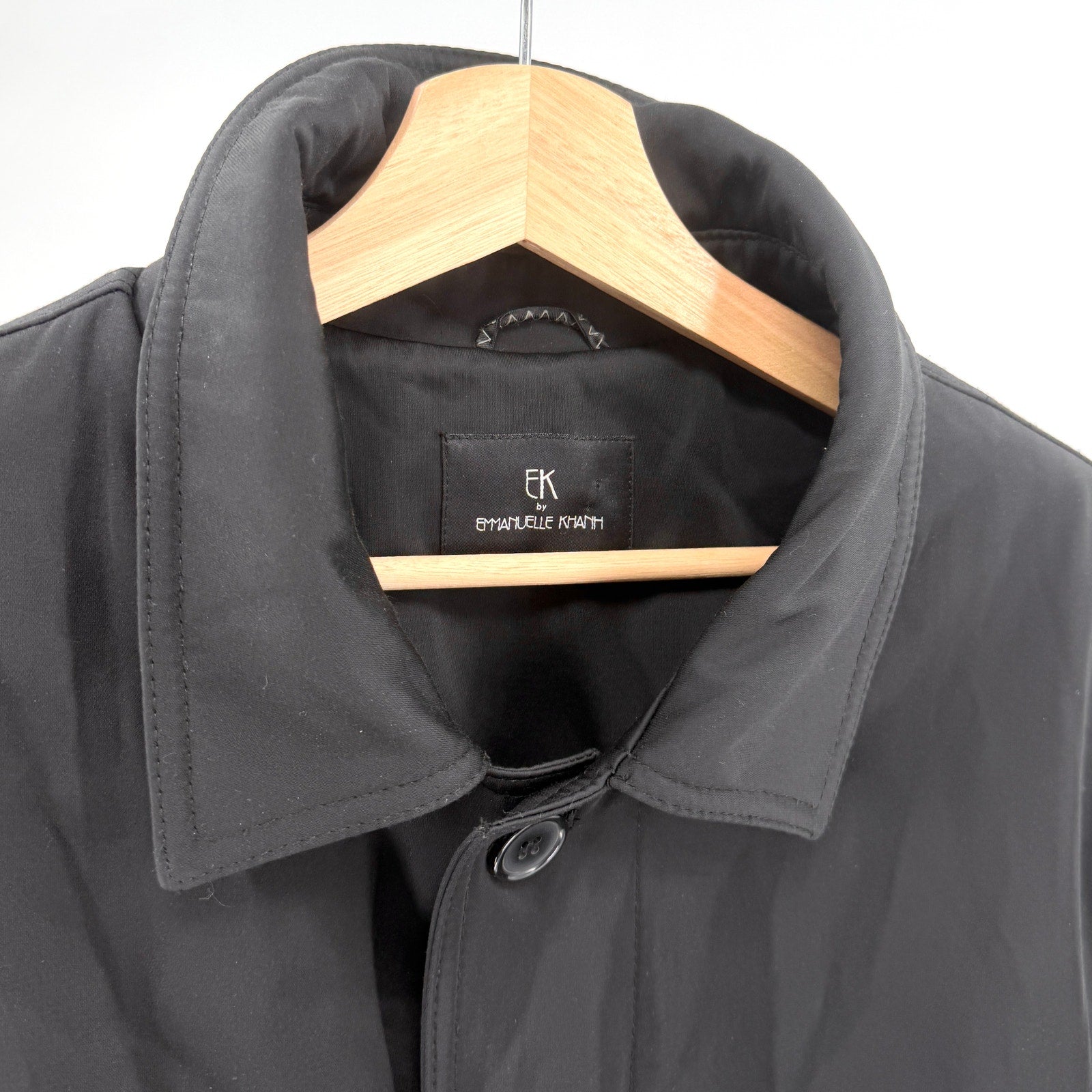 Emmanuelle Khanh Noir Cotton Blend Minimalist City Chic Raincoat Trench Coat