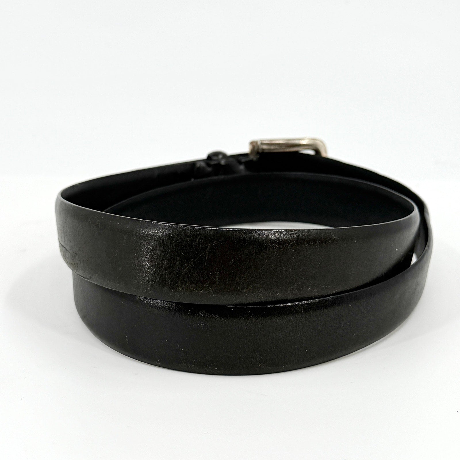 Vintage Y2K Polo Ralph Lauren Black Genuine Leather Solid Brass Buckle Belt
