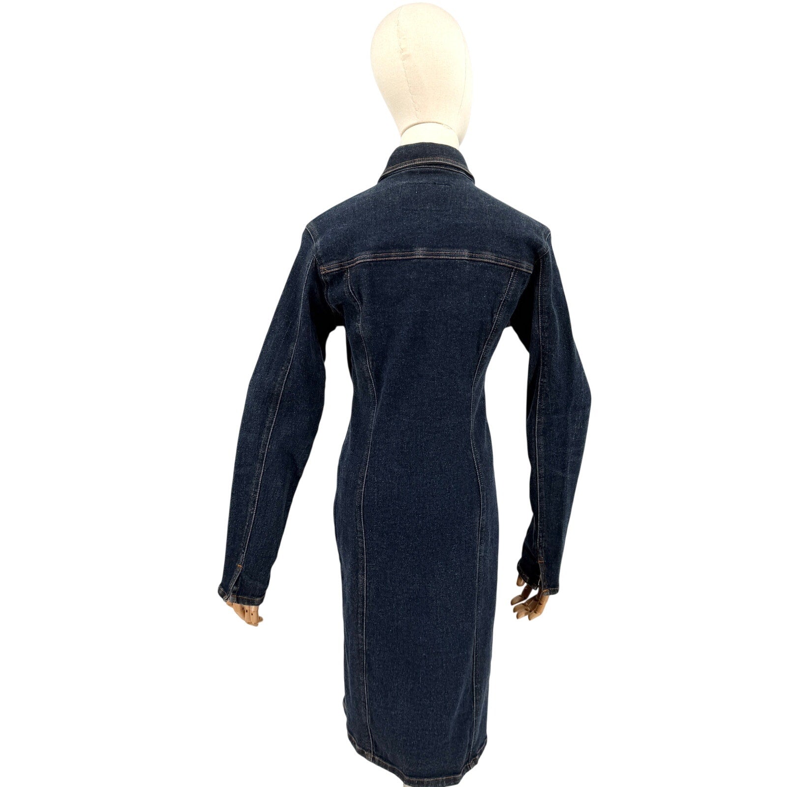 Vintage 90s Sergio Valente Blue Denim Bodycon Midi Dress