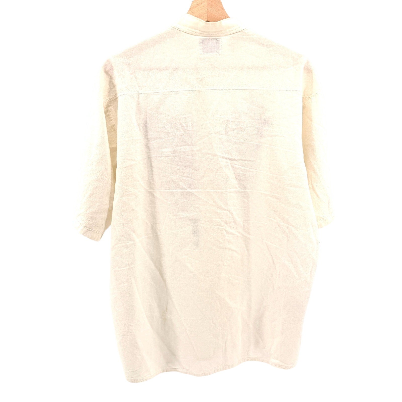 Vintage 80s Ayme Off White 100% Cotton Embroidered Short Sleeve Shirt
