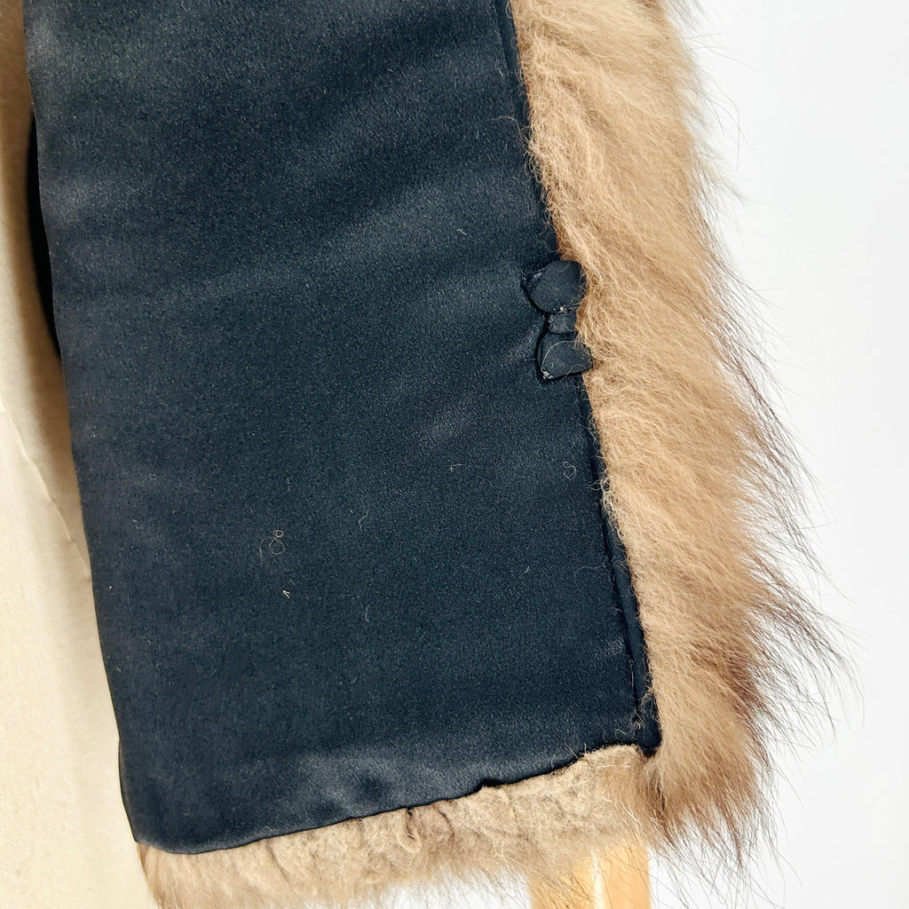 Vintage 50s Brown Genuine Fur Long Pile Glam Capelet Stole