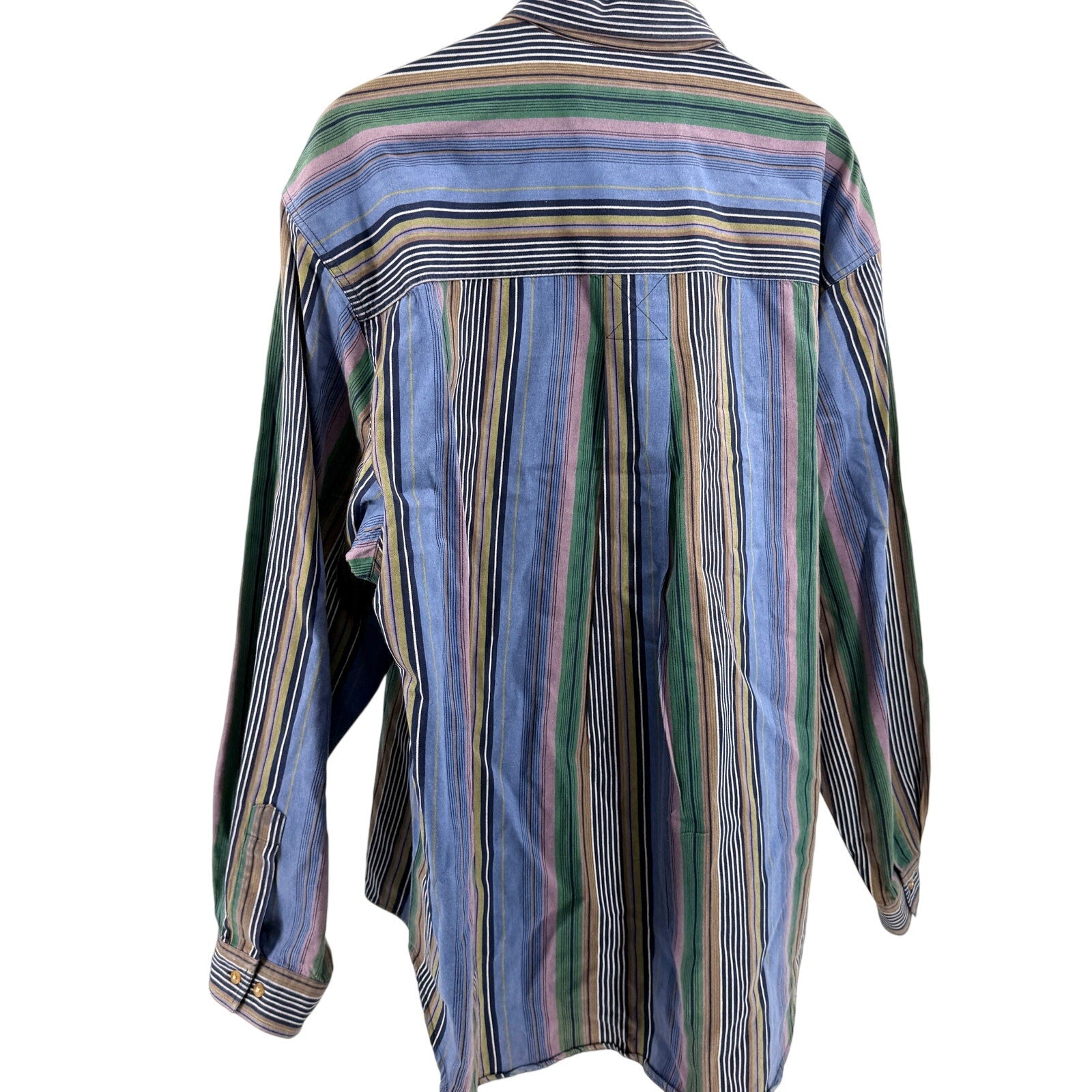 Vintage 90s Colours by Alexander Julian Blue Green Stripe 100% Cotton Shirt