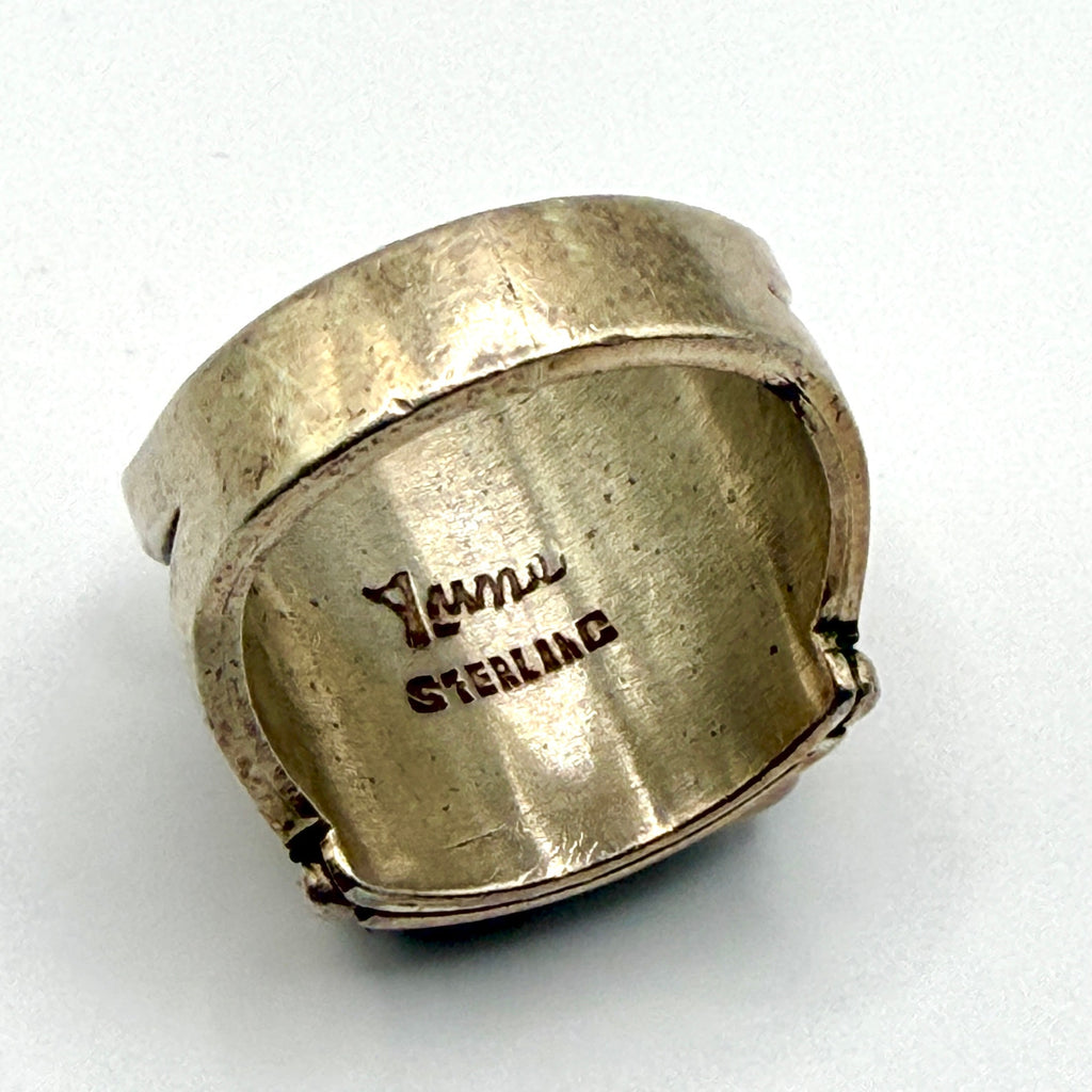 Vintage 90s Yuma Blue Moonstone Sterling Silver Stamped Boho Statement Ring