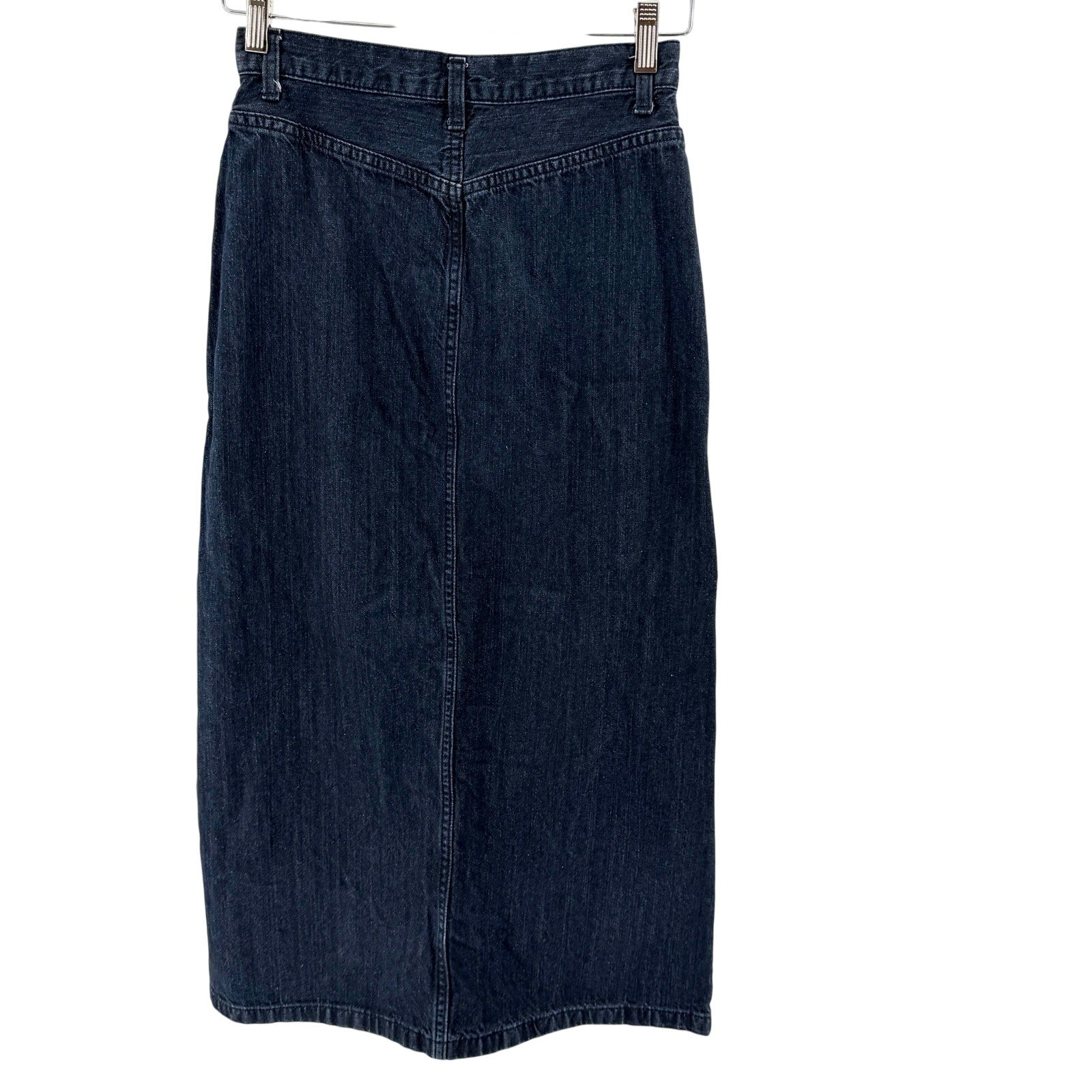 GU Japan Dark Blue 100% Cotton Button Front Denim Maxi Skirt
