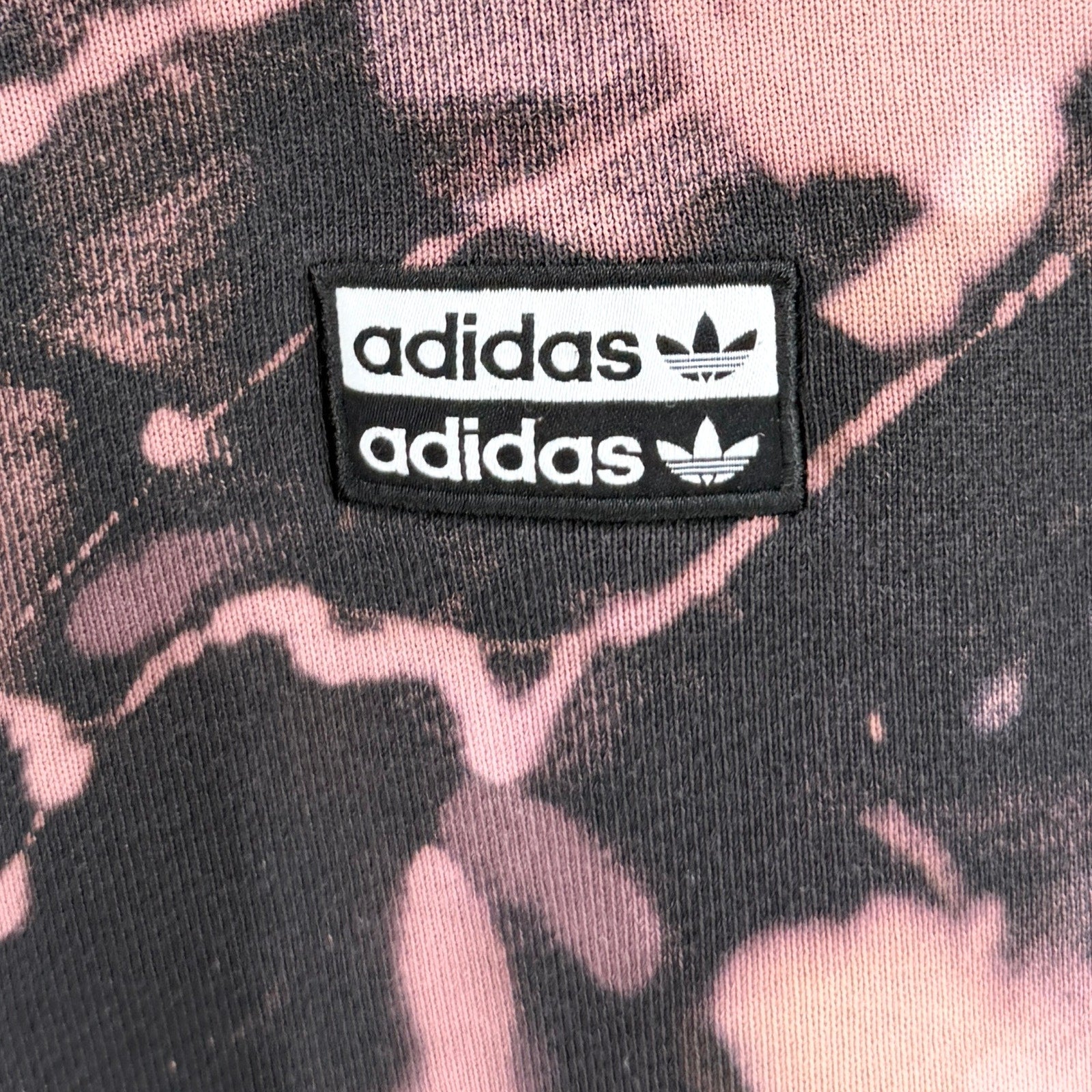 Adidas Black Pink Bleach Splatter Crop Sweatshirt