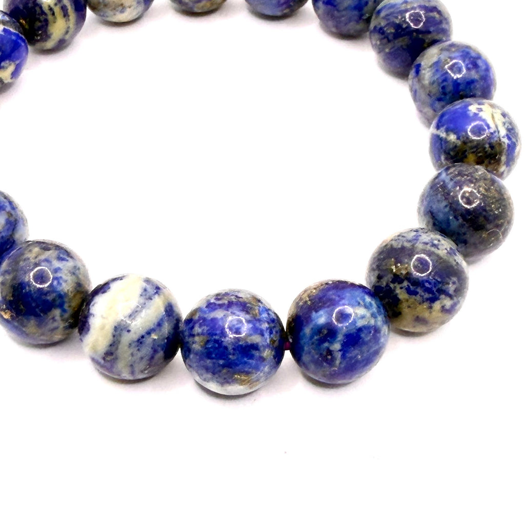Vintage 90s Lapis Lazuli Speckled Gemstone Stretch Bracelet