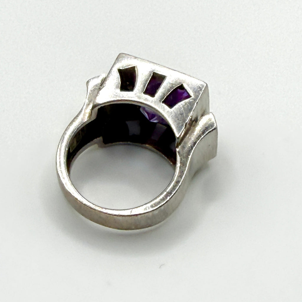 Vintage 90s JMA Purple Amethyst Sterling Silver Stamped 5.4ct Cocktail Ring