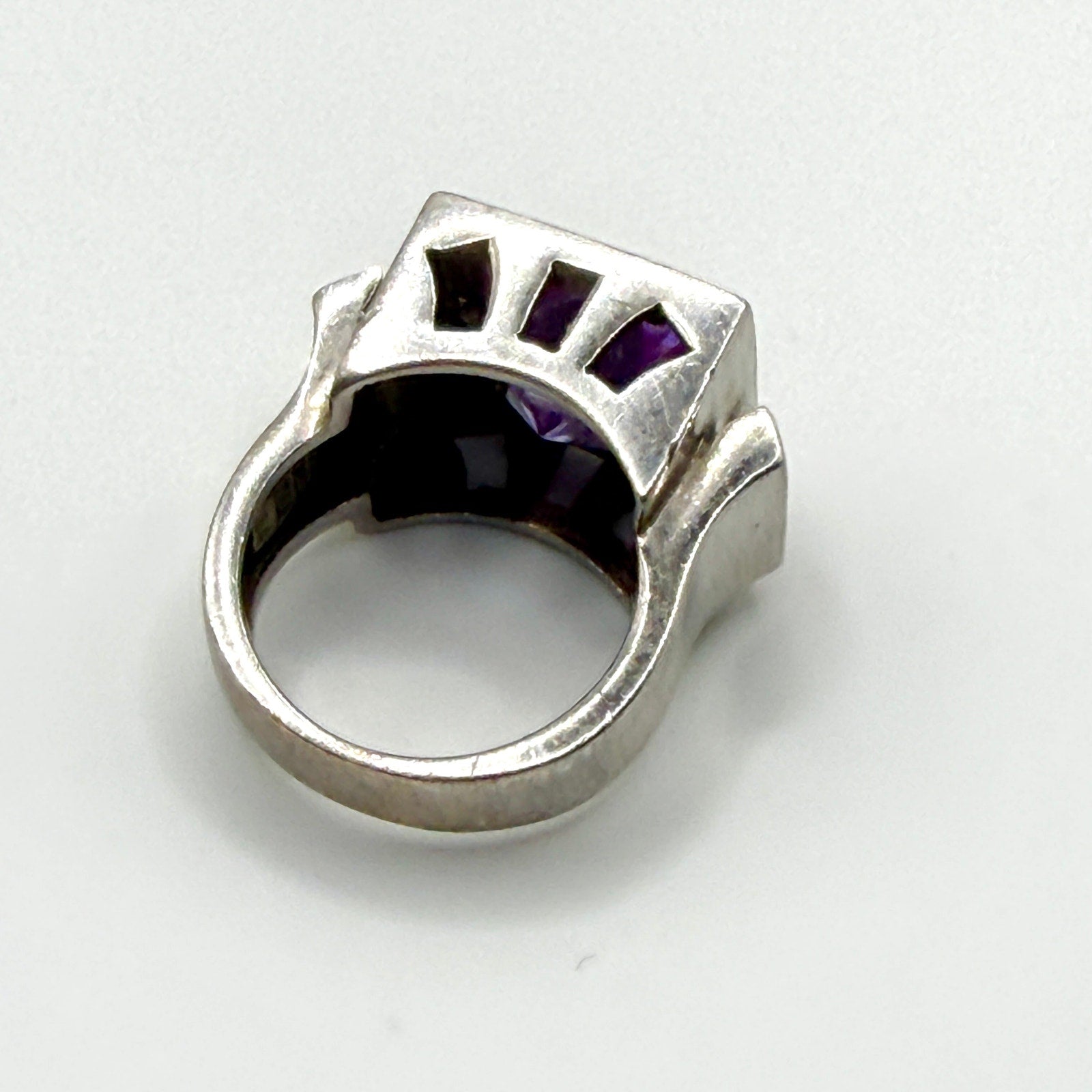 Vintage 90s JMA Purple Amethyst Sterling Silver Stamped 5.4ct Cocktail Ring