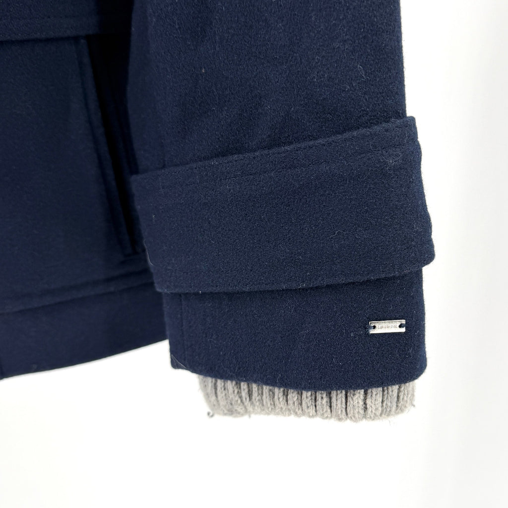 Tommy Hilfiger Navy Blue Grey Knit Trimmed Preppy Peacoat