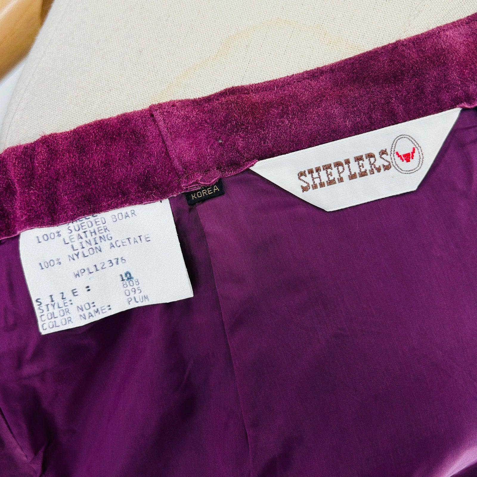 Vintage 90s Sheplers Plum Sueded Boar Leather Western Maxi Skirt