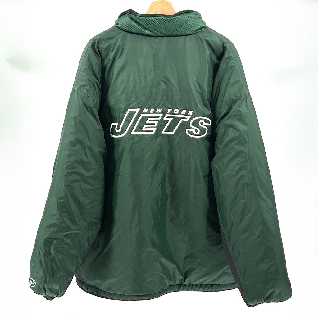 Vintage 90s NFL New York Jets Green Puffer Coat Fleece Lined