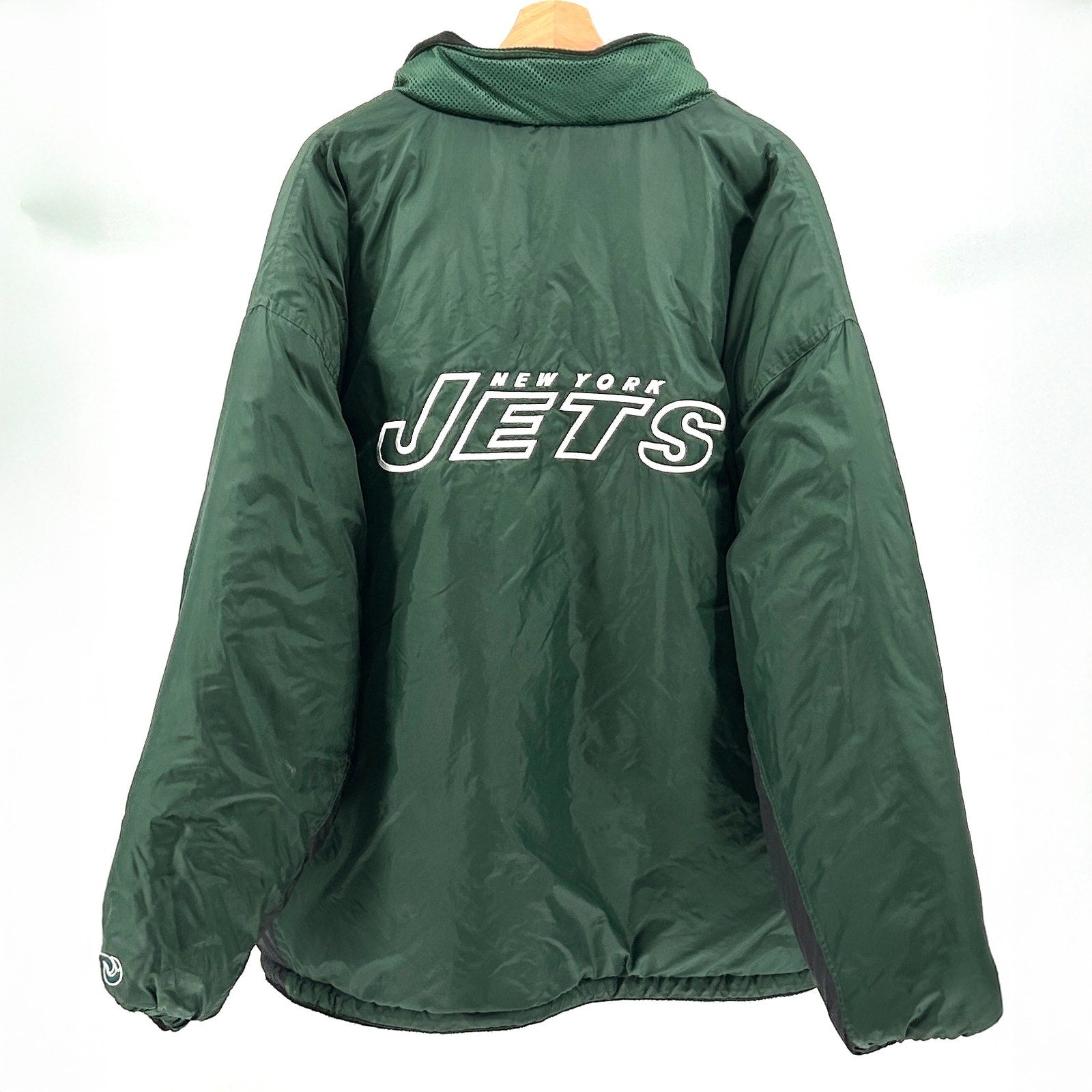 Vintage 90s NFL New York Jets Green Puffer Coat Fleece Lined