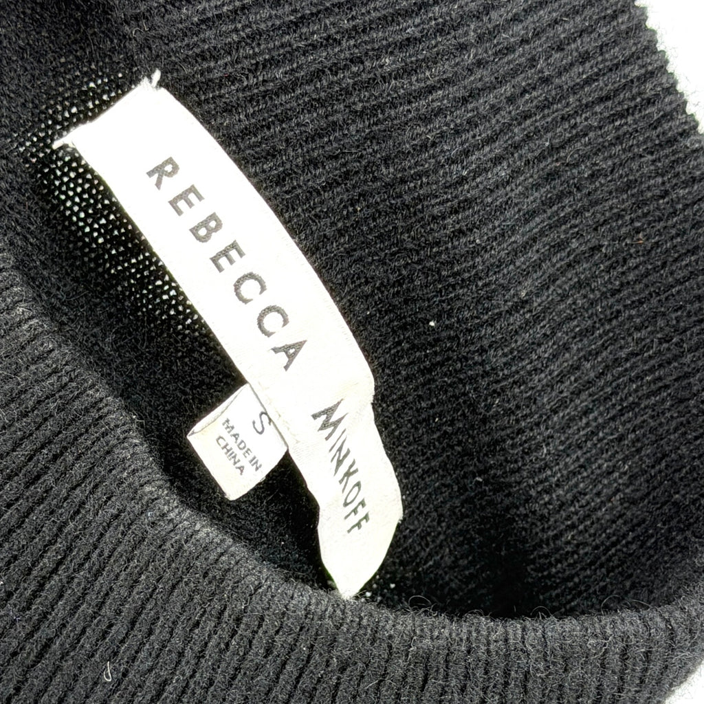 Rebecca Minkoff Wool Yak Black Ruffle Trim Mock Neck Sweater