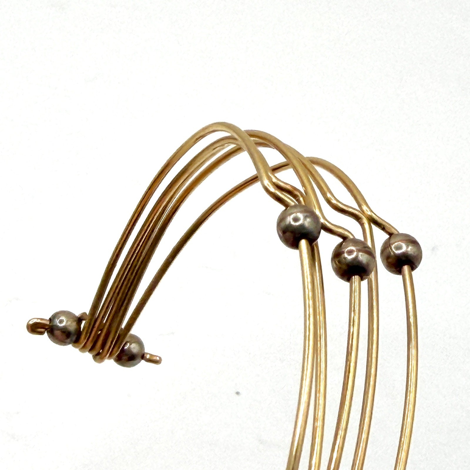 Vintage 90s Gold Tone Hematite Multi Wire Tiered Cuff Bracelet
