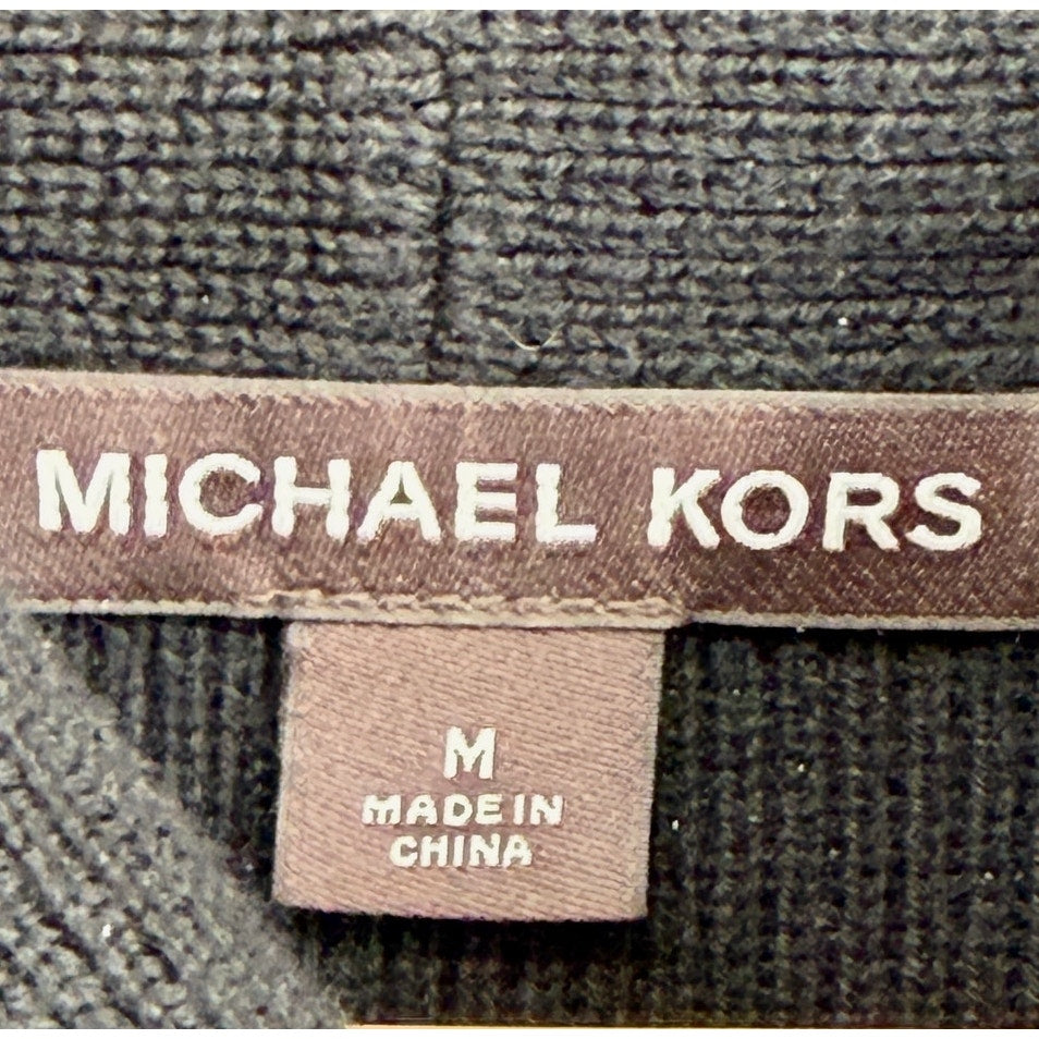 Michael Kors Black Shawl Neck Thick Knit Layering Sweater