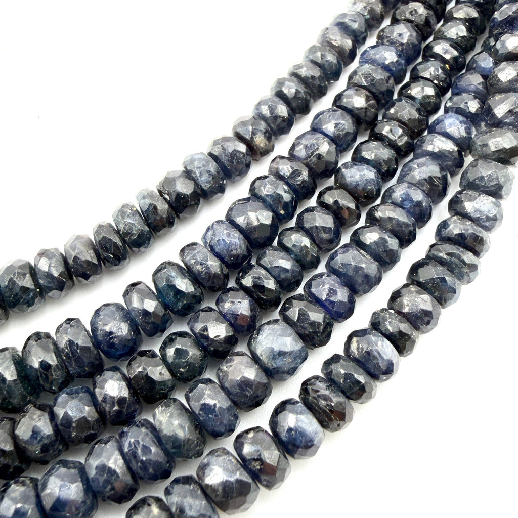 Vintage 90s Sterling Silver Sapphire Labradorite Graduated Multi Strand Necklace