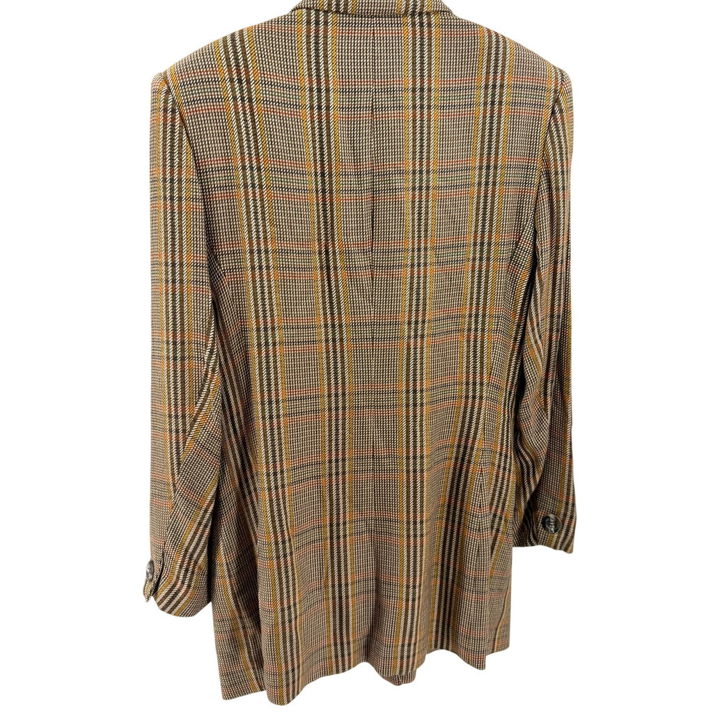 Vintage 90s Hugo Buscati Milano Brown Mustard Plaid Blazer