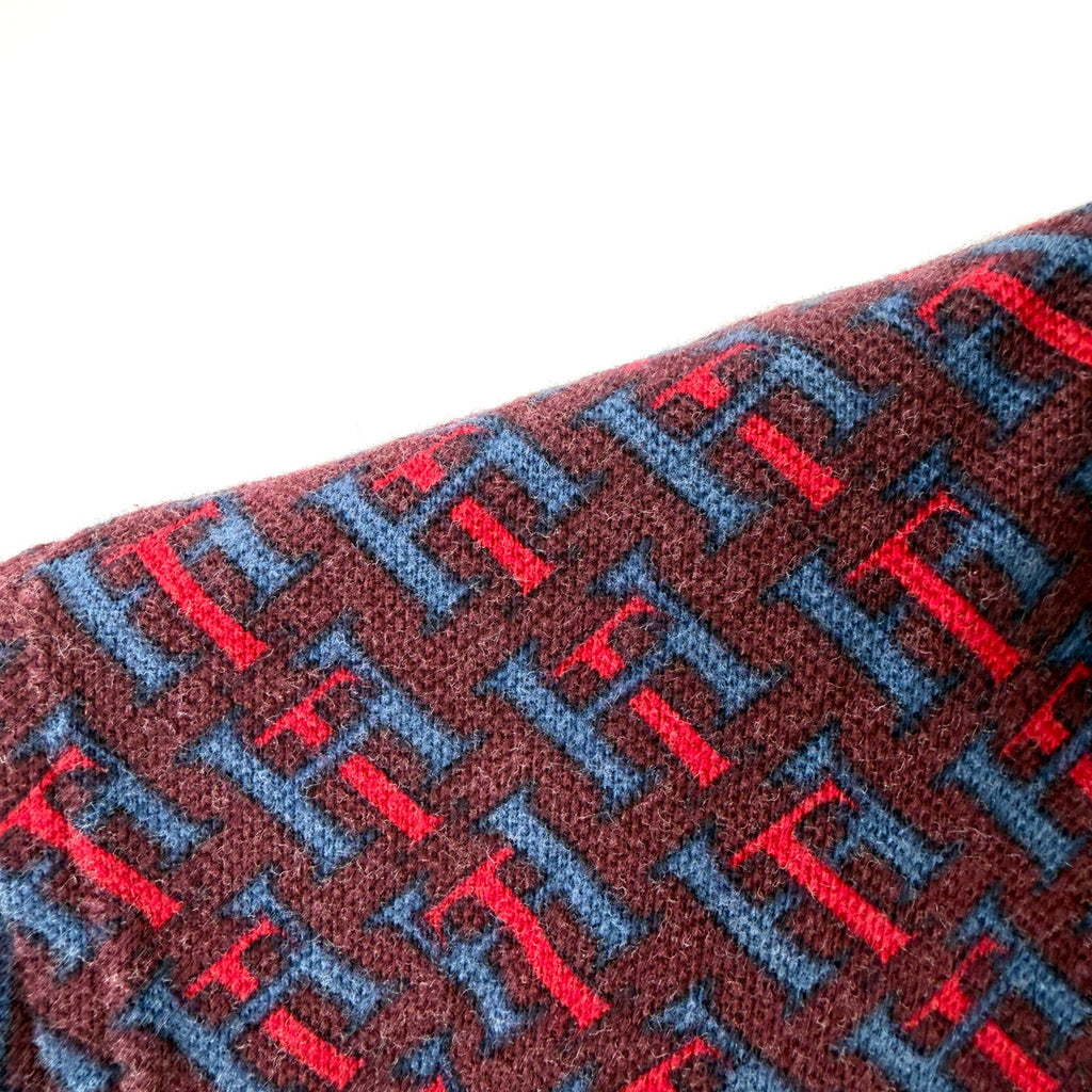 Tommy Hilfiger Maroon All Over Print 100% Cotton Logo Polo Shirt