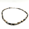 Vintage 90s Sun Silver Co Sterling Onyx Jasper Southwestern Beaded Necklace