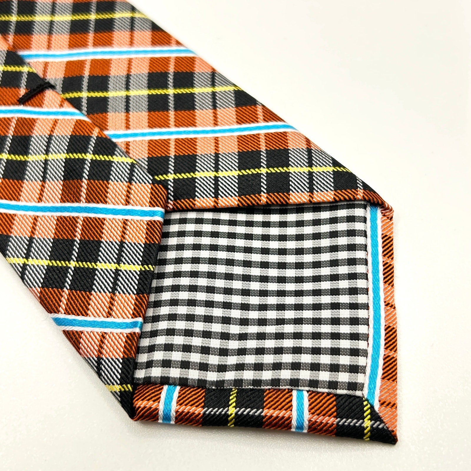 Ben Sherman Red Black Plaid 100% Silk Mod Skinny Neck Tie