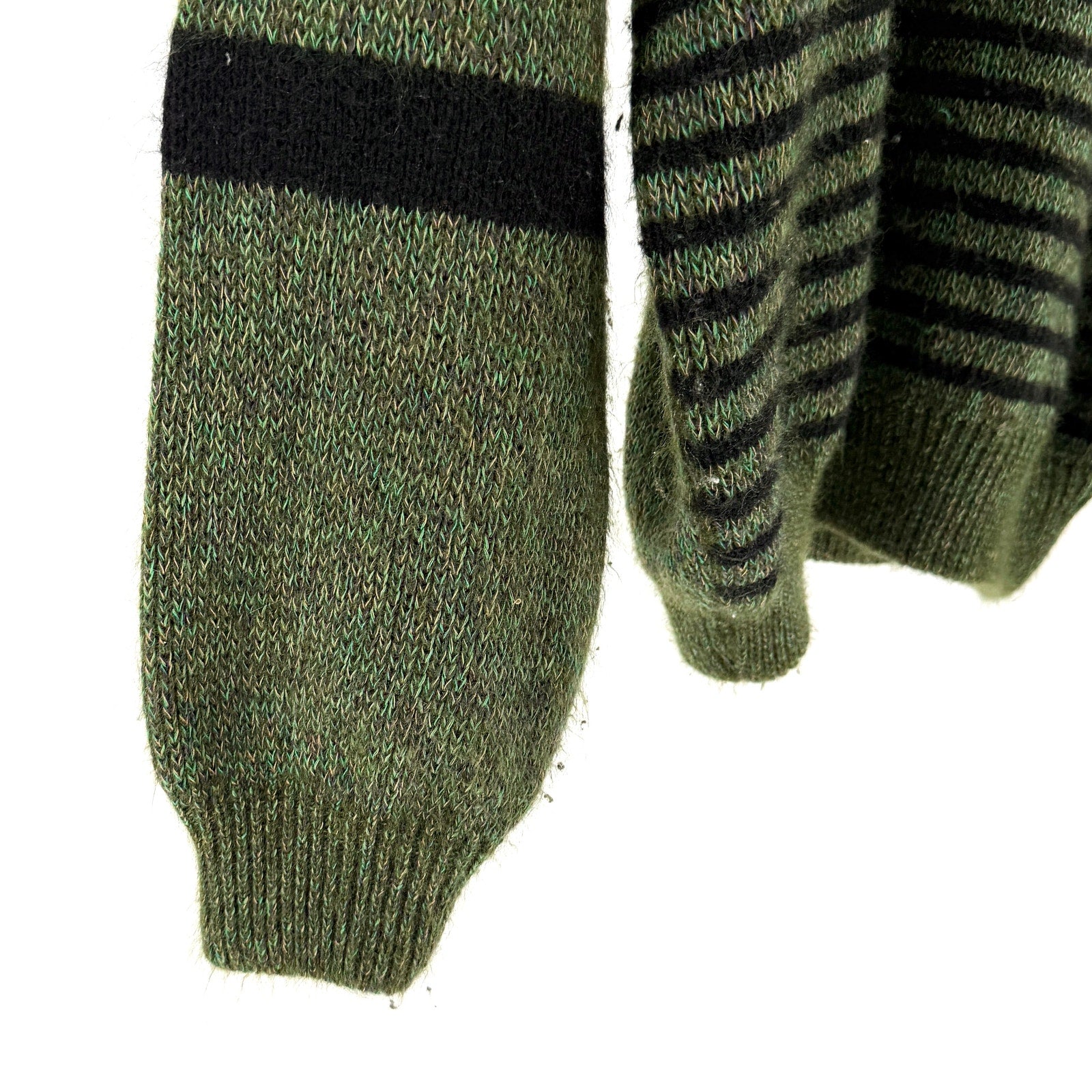 Vintage 80s JAG Forest Green Black Stripe Graphic Trim Acrylic Crewneck Sweater