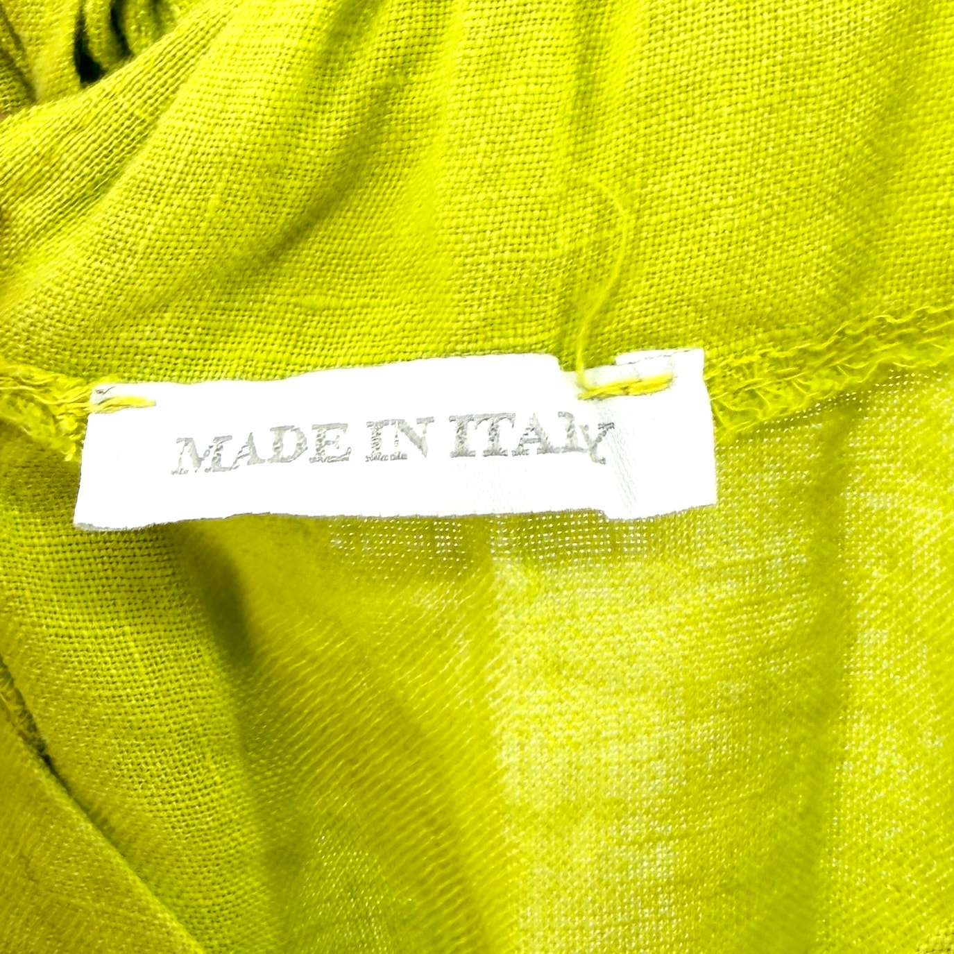 Made in Italy Neon Lime Green 100% Linen Wide Leg Jumpsuit