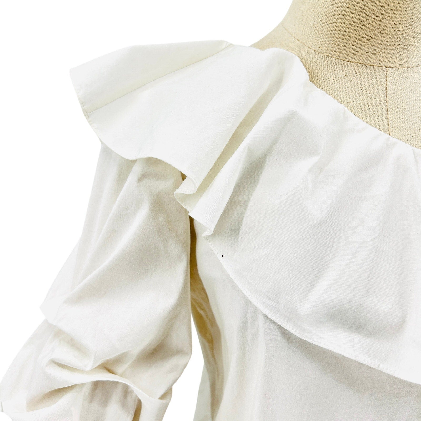 alice + olivia White Off-Shoulder Ruffle Statement Blouse Top