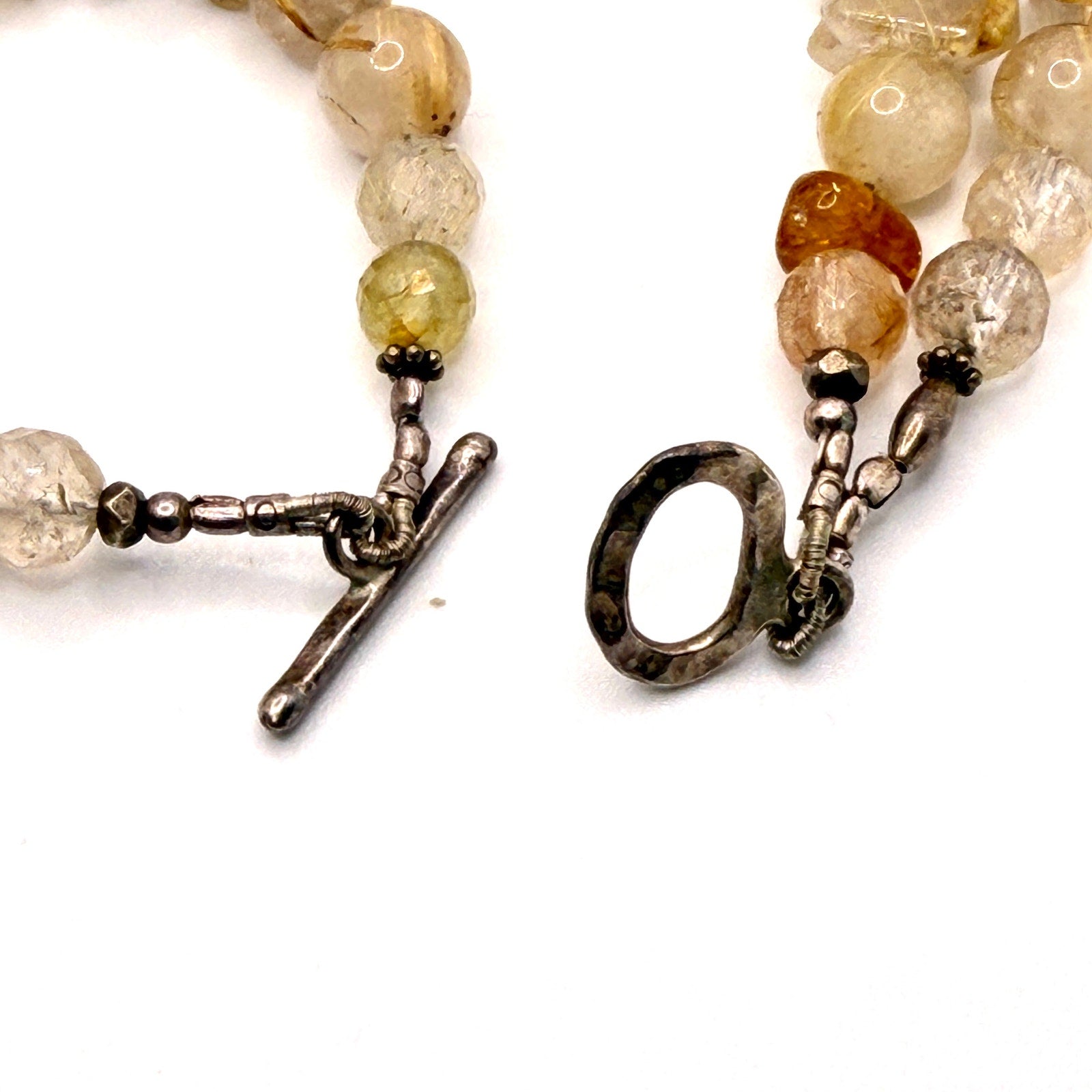 Vintage 90s Golden Rutilated Quartz Citrine Massive Double Strand Chip Necklace