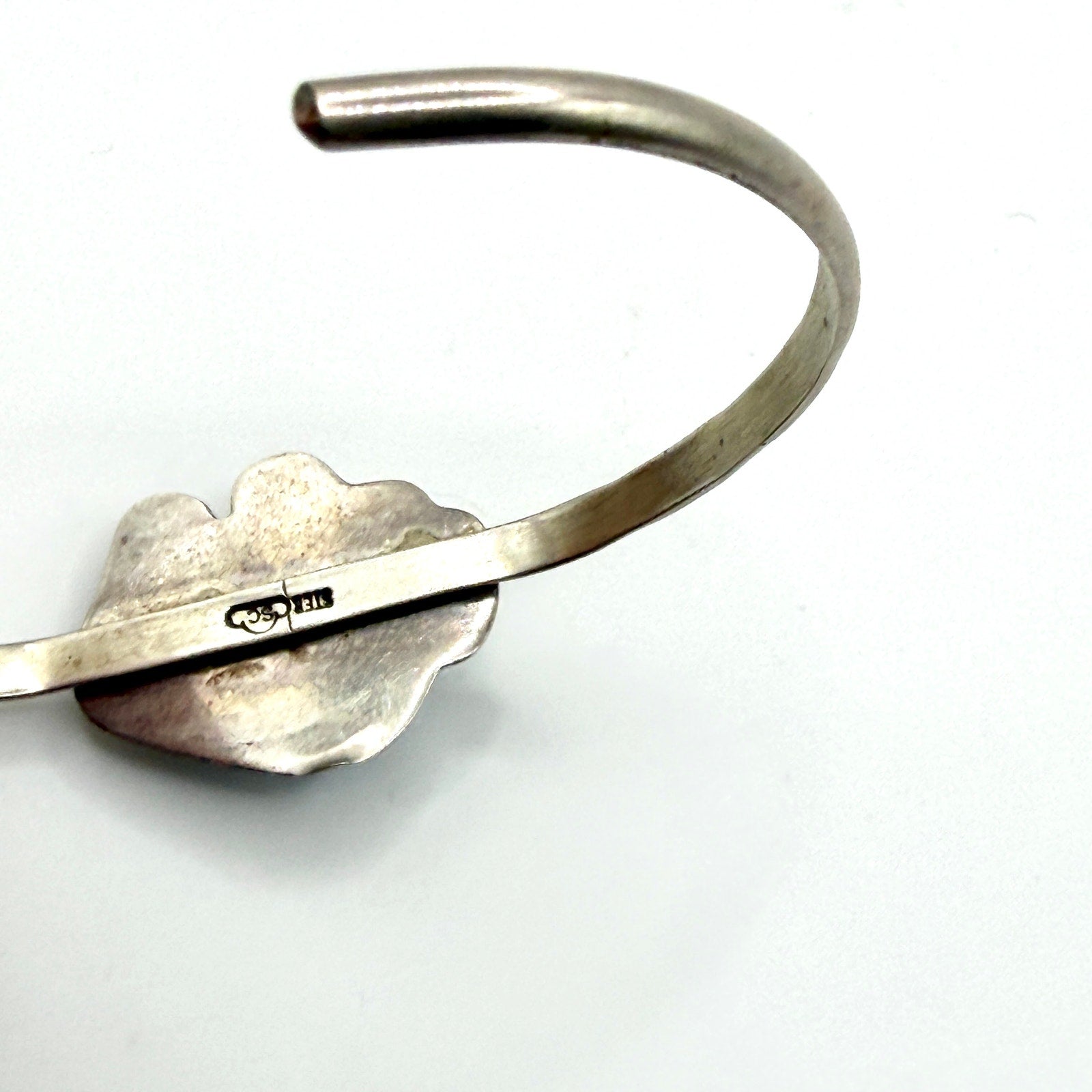 Vintage 90s Silver Cloud Inc Sterling Silver Denim Lapis Buffalo Cuff Bracelet