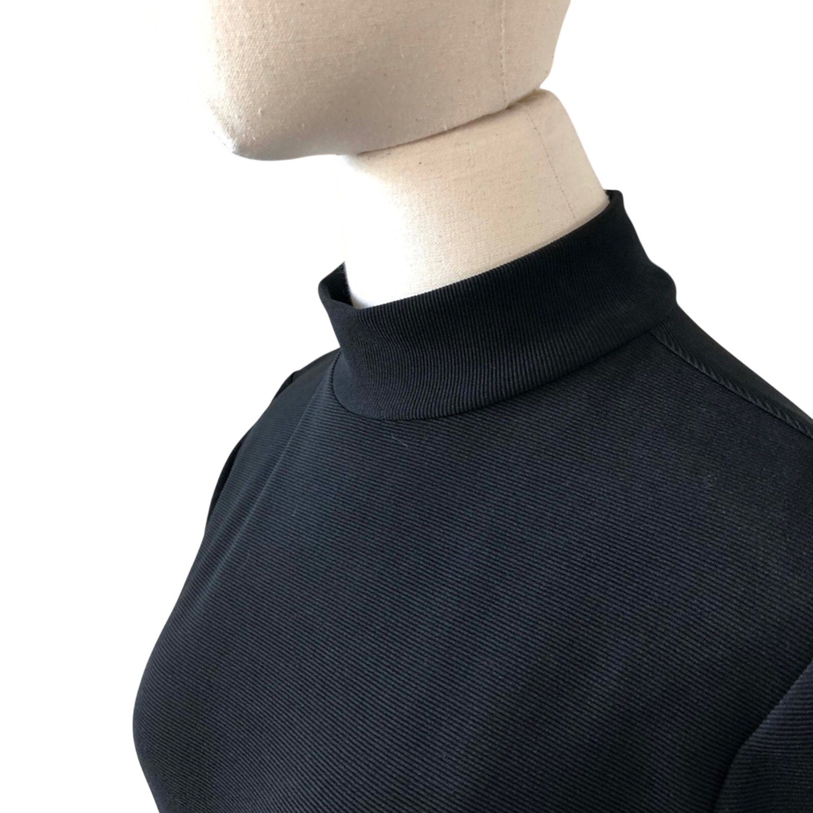 Vintage 90s Stretch Sue Brett Black Mock Neck Long Sleeve Body Con Maxi Dress