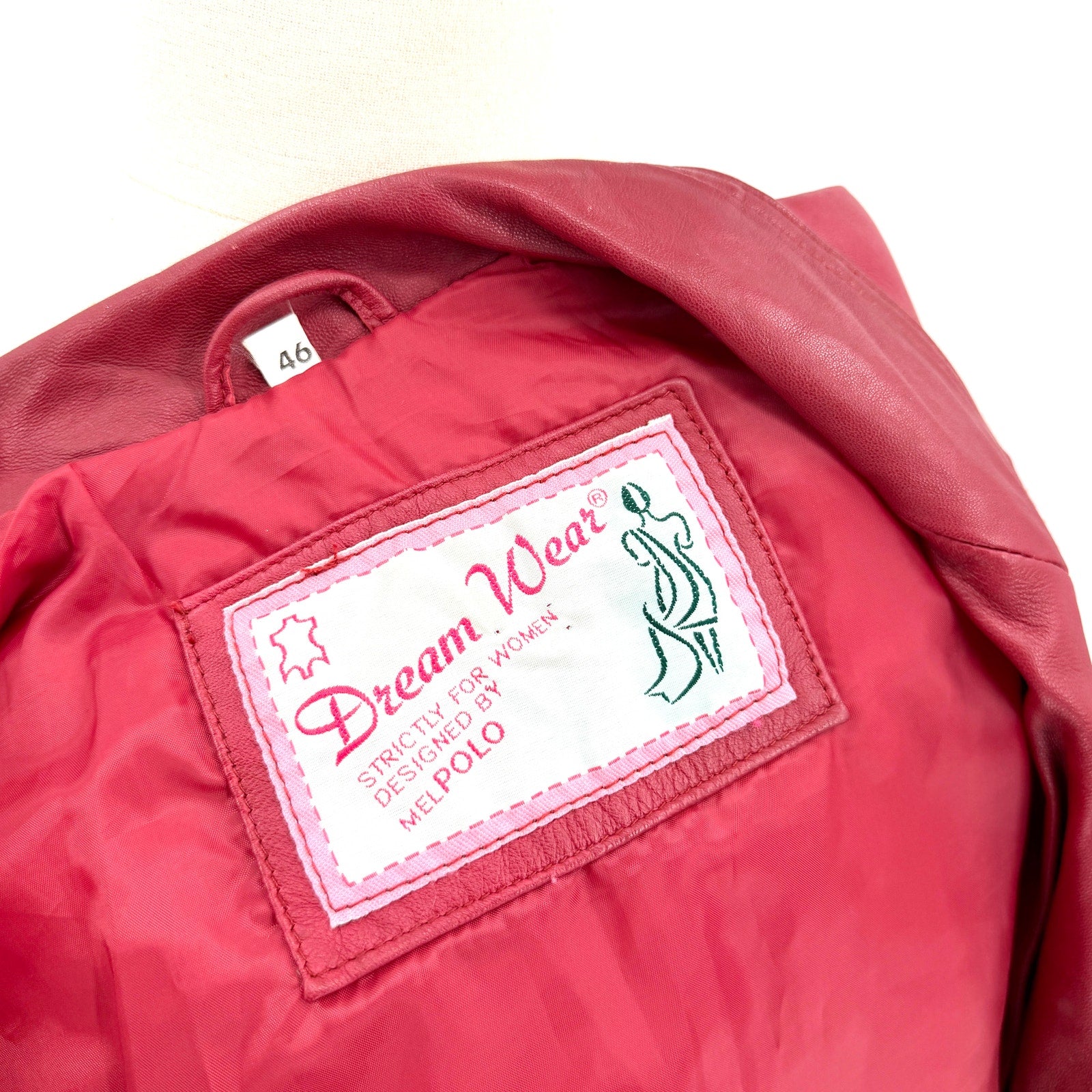 Vintage 90s Dream Wear Mel Polo Red Genuine Leather 3 Button Blazer Jacket