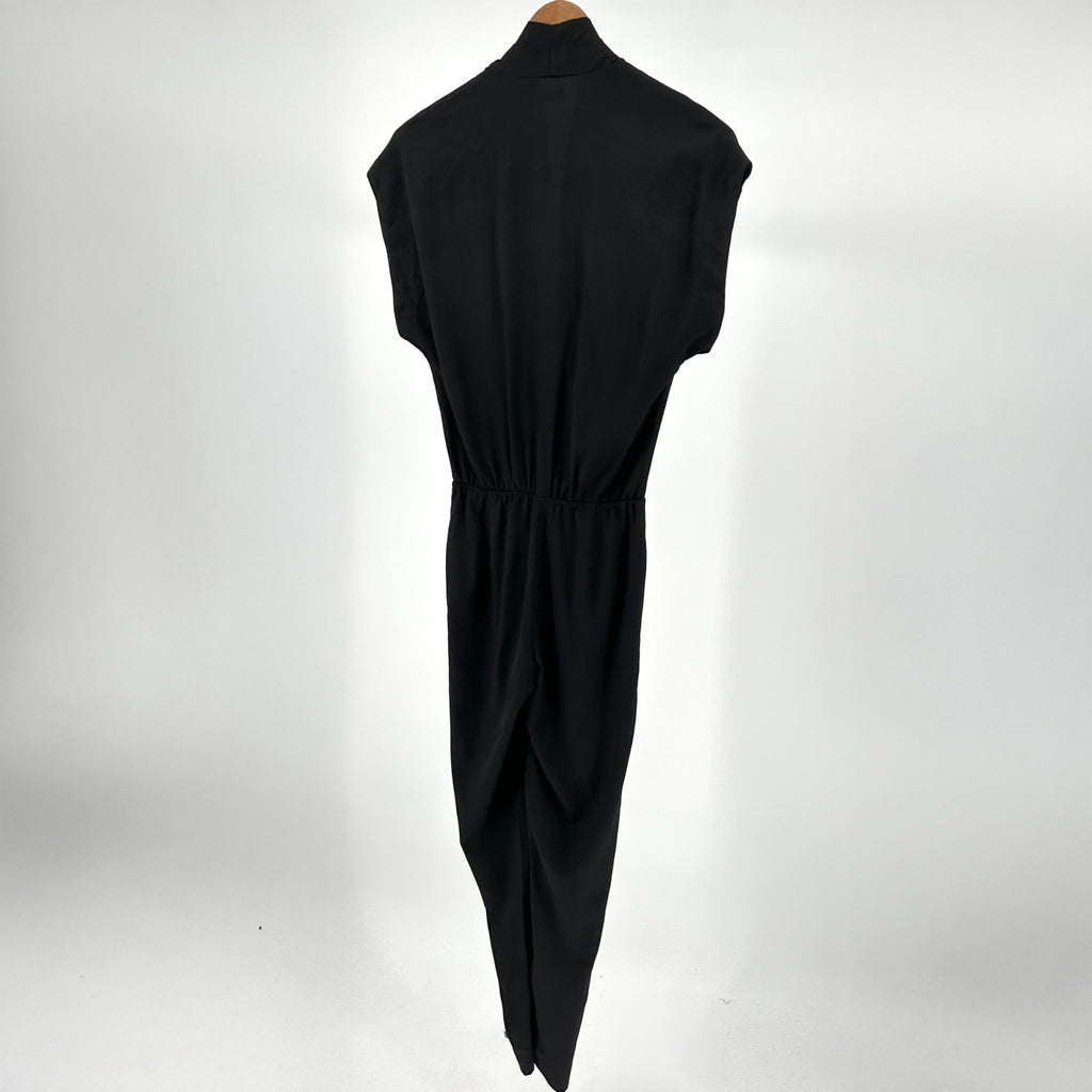 L’Agence Black Viscose Minimalist Tapered-Leg Zipper Jumpsuit