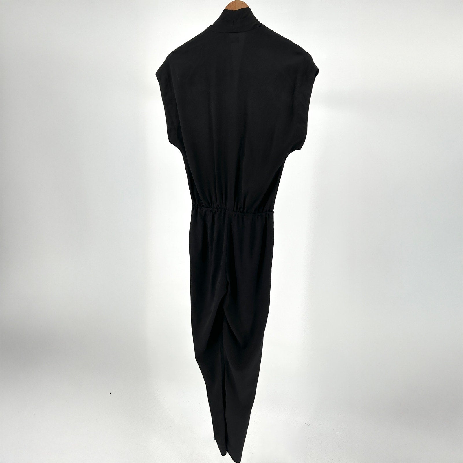 L’Agence Black Viscose Minimalist Tapered-Leg Zipper Jumpsuit