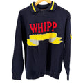 Vintage 90s Authentic Whipp Navy Blue Collegiate Graphic Knit Sweater